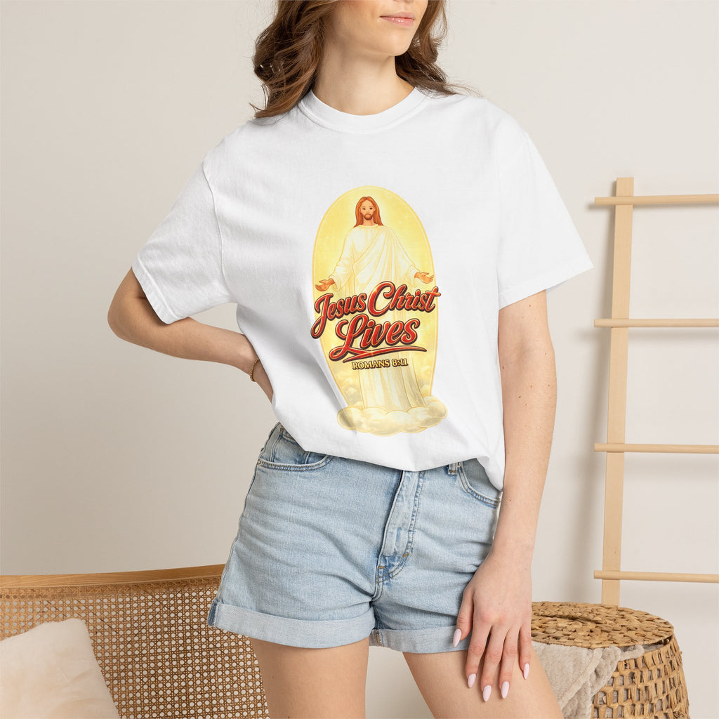 Jesus Christ Lives T-Shirt — Faith Graphic Tee with ‘Full Armor of God’ Back