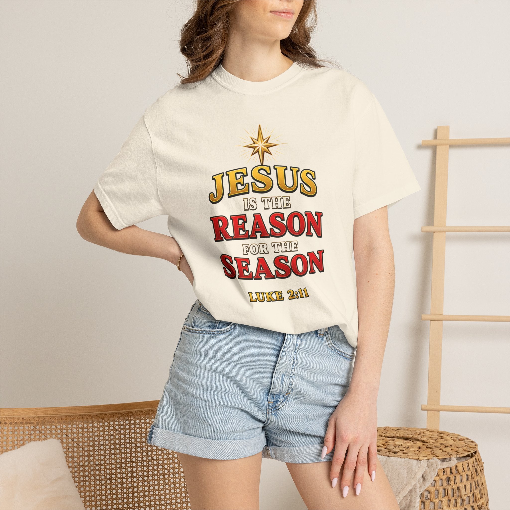 Jesus Is the Reason for the Season T-Shirt — Luke 2:11 Christmas Faith Tee