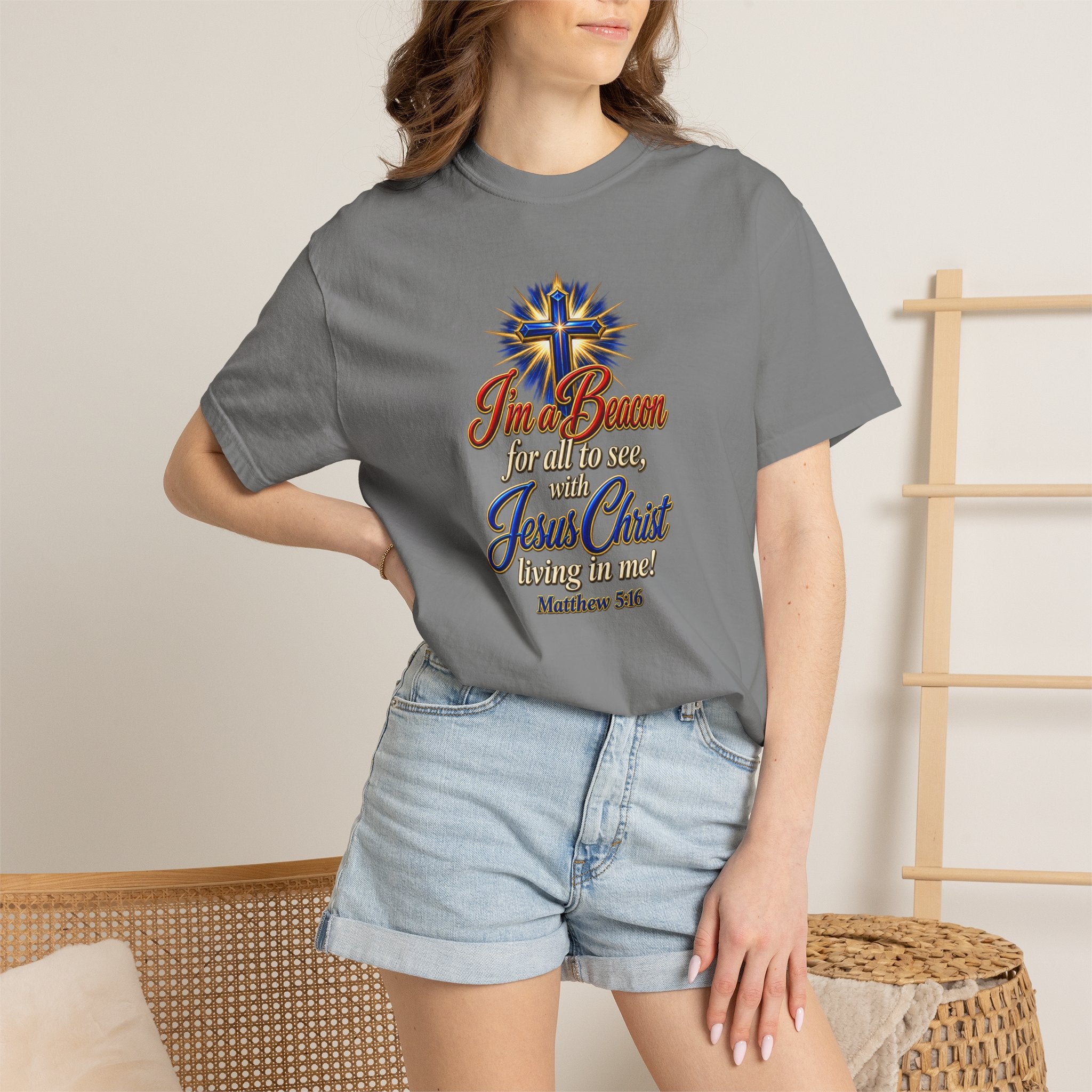 I’m a Beacon for All to See Jesus Christ T-Shirt — Christian Faith Cross Tee (Full Armor of God)