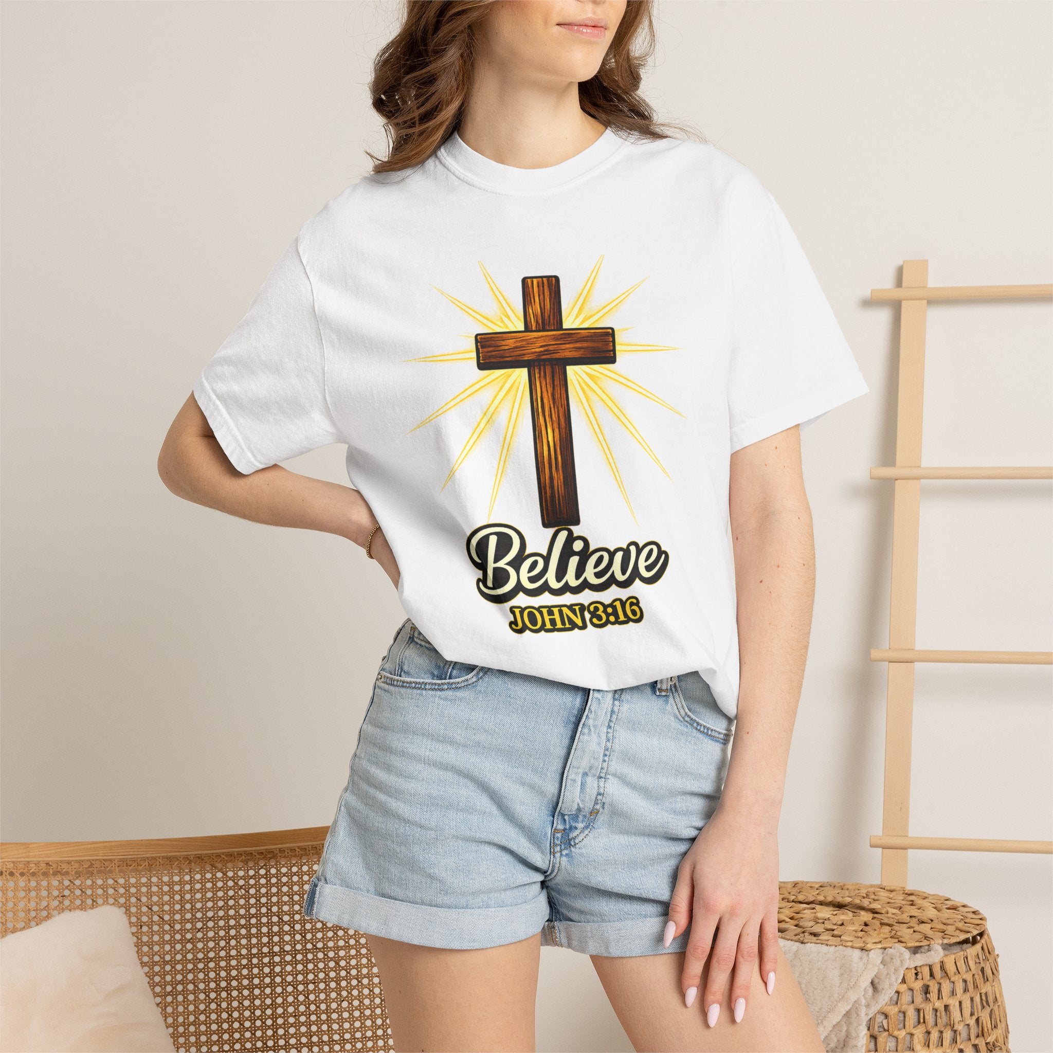 Believe John 3:16 Cross T‑Shirt