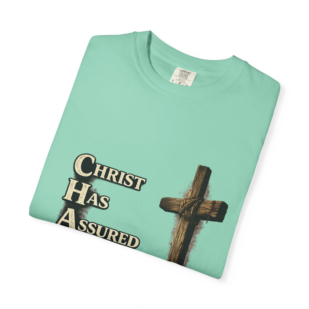 Christian Cross T‑Shirt — "CHAOS: Christ Has Assured Our Salvation" Faith Tee