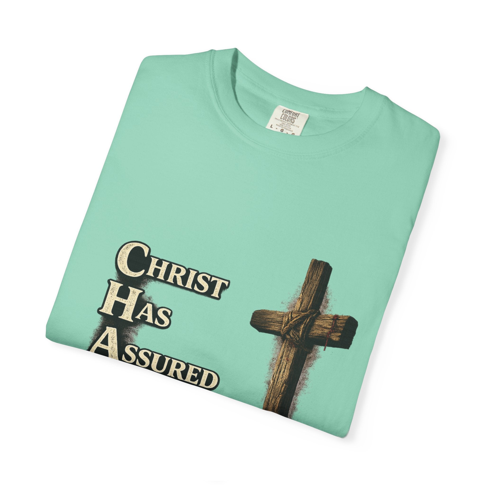 Christian Cross T‑Shirt — "CHAOS: Christ Has Assured Our Salvation" Faith Tee
