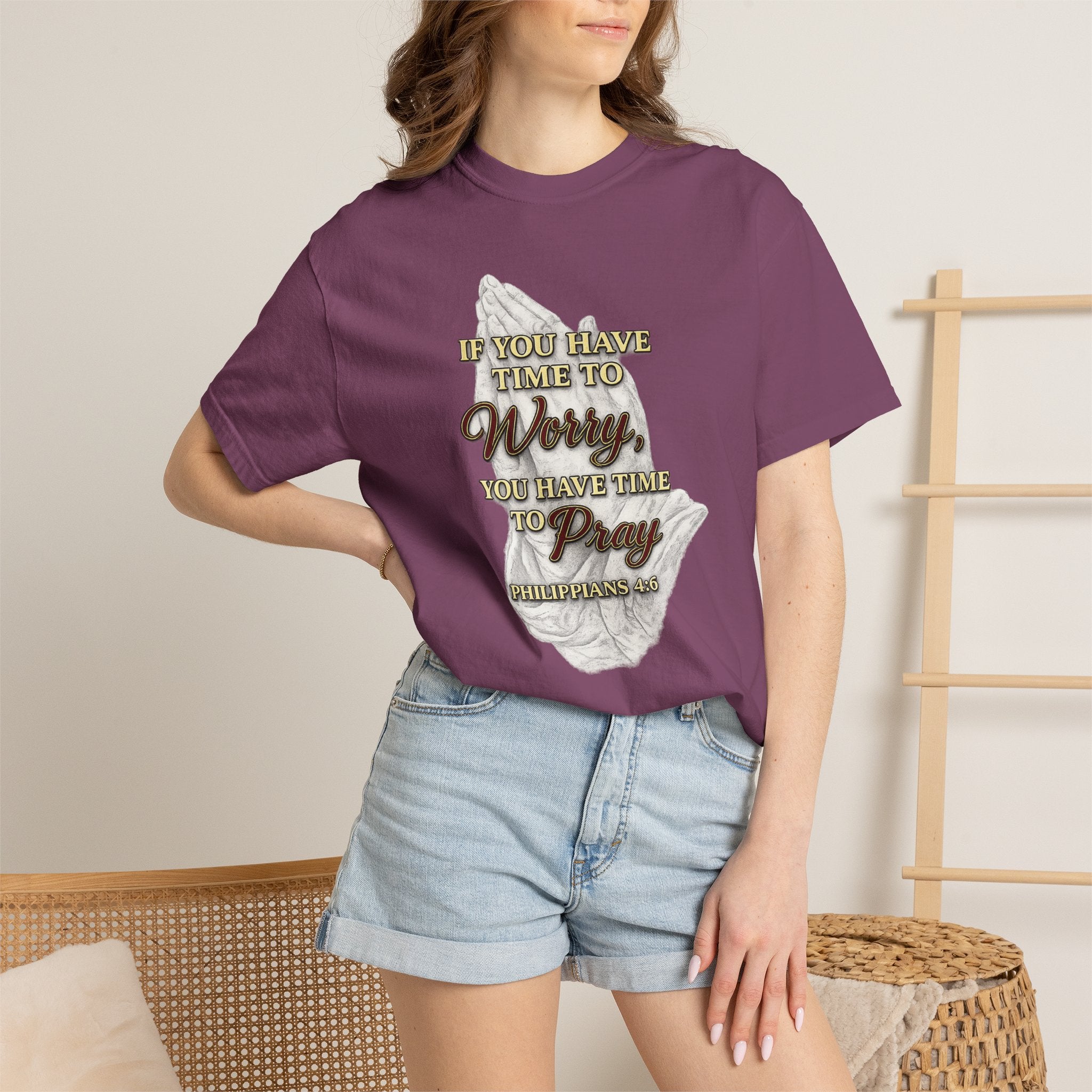 Prayer Reminder T-Shirt — “If You Have Time to Worry, You Have Time to Pray” Christian Tee