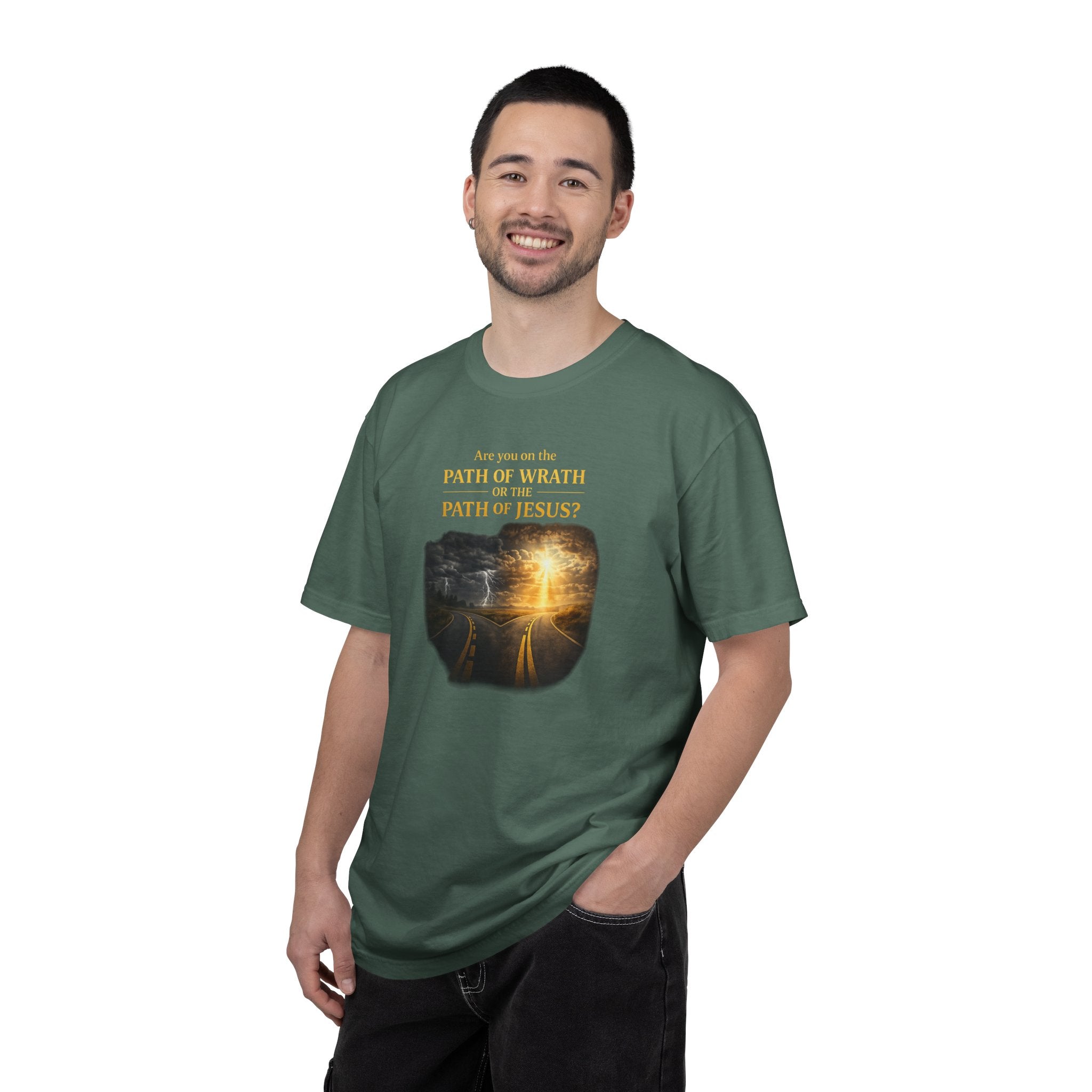 Christian Graphic T-Shirt — "Path of Wrath or Path of Jesus?" Inspirational Faith Tee