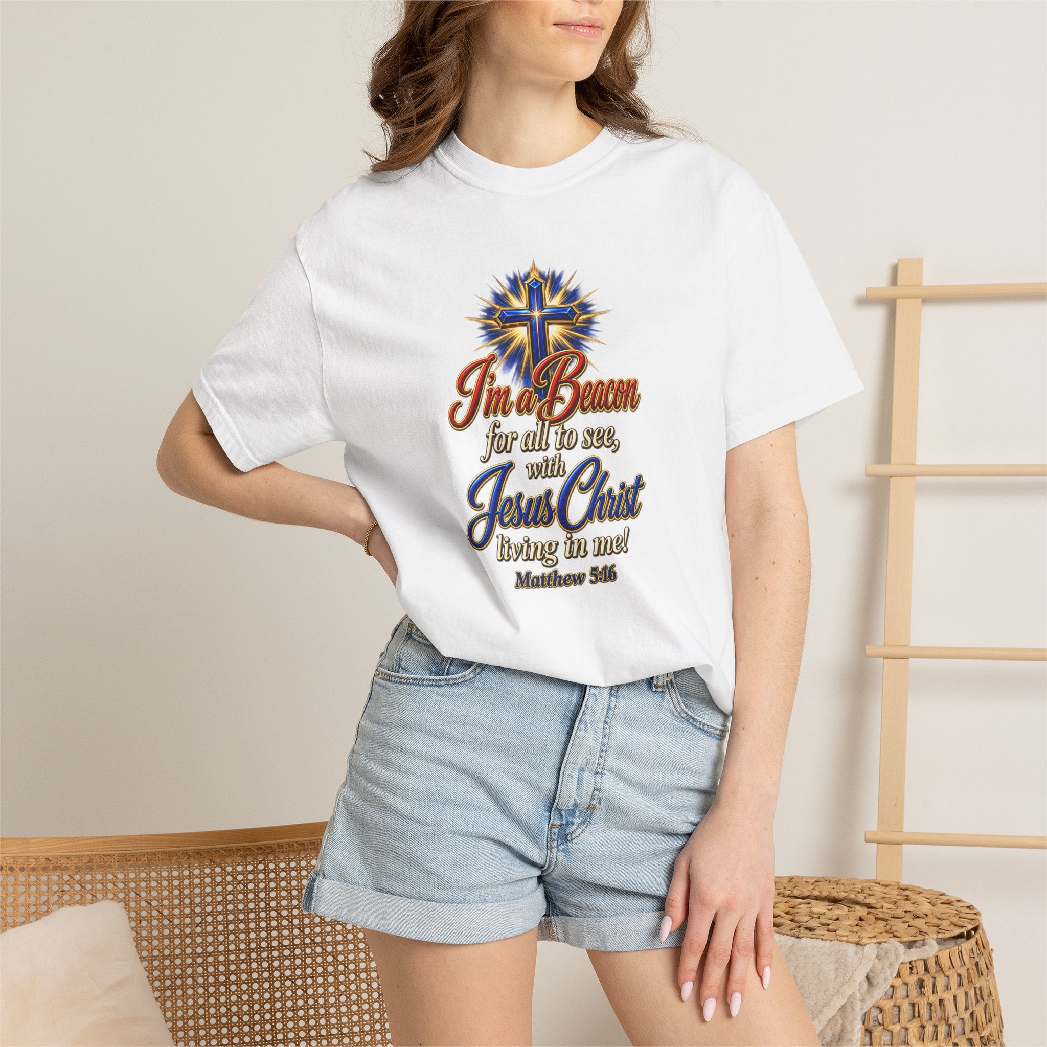 I’m a Beacon for All to See Jesus Christ T-Shirt — Christian Faith Cross Tee (Full Armor of God)