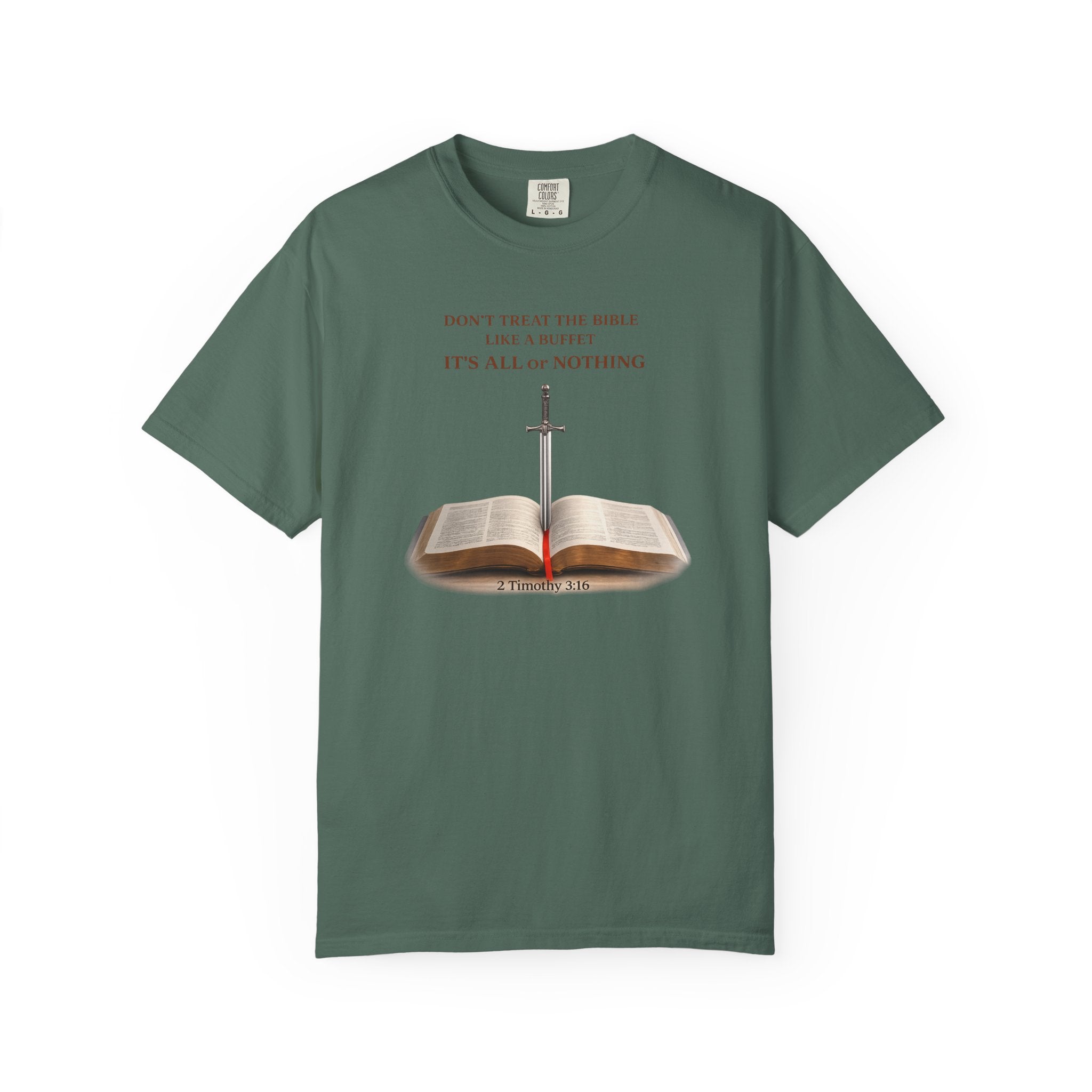 Bible & Sword T‑Shirt — Faith, Justice & Courage Christian Tee
