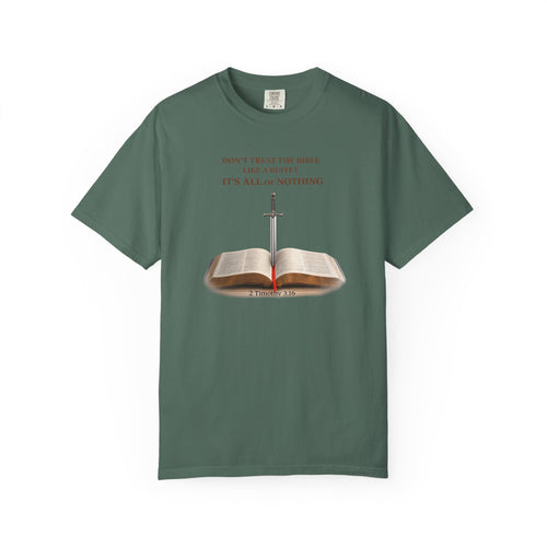 Bible & Sword T‑Shirt — Faith, Justice & Courage Christian Tee