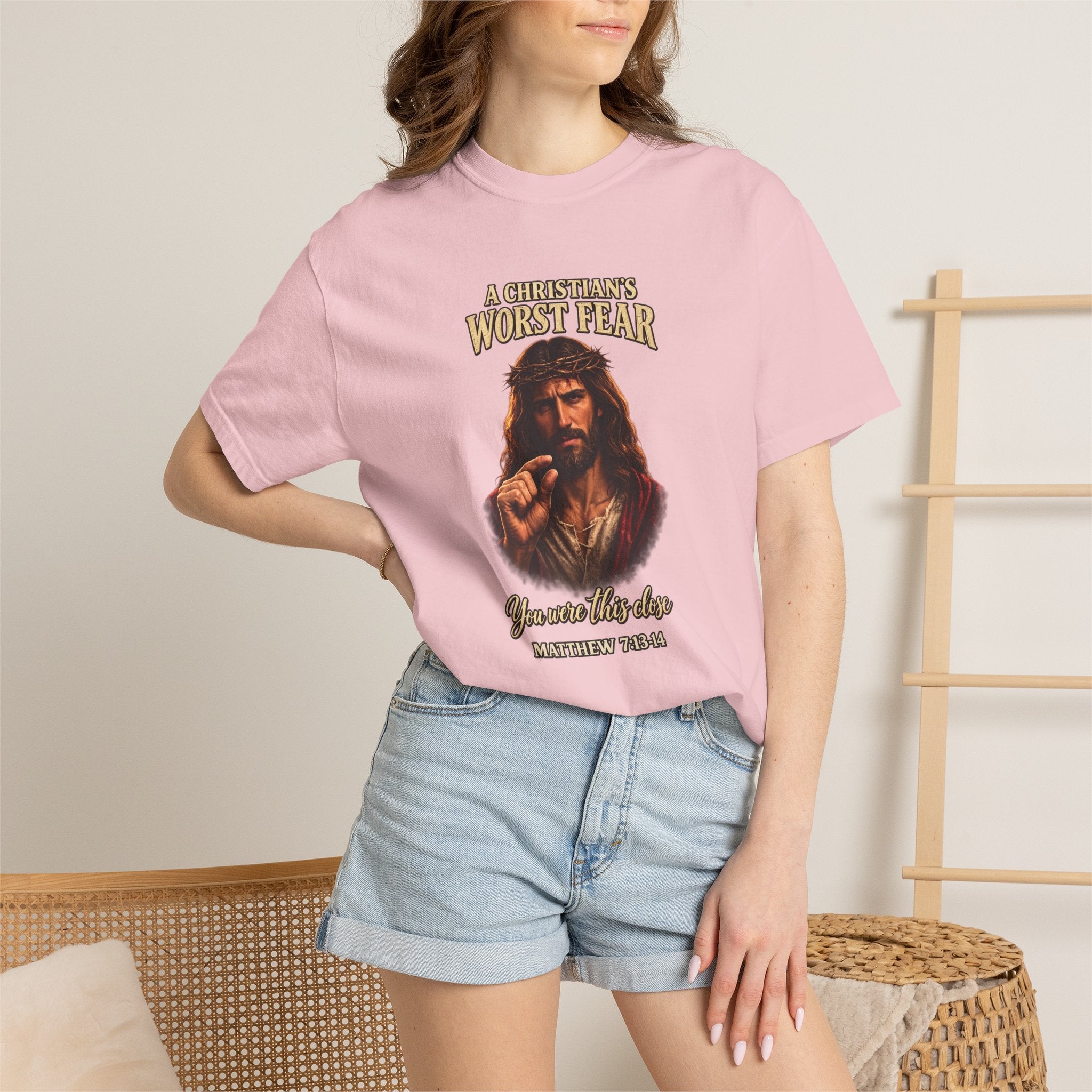 Christian T-Shirt "A Christian's Worst Fear" — Jesus Graphic Tee with "Full Armor of God" Back