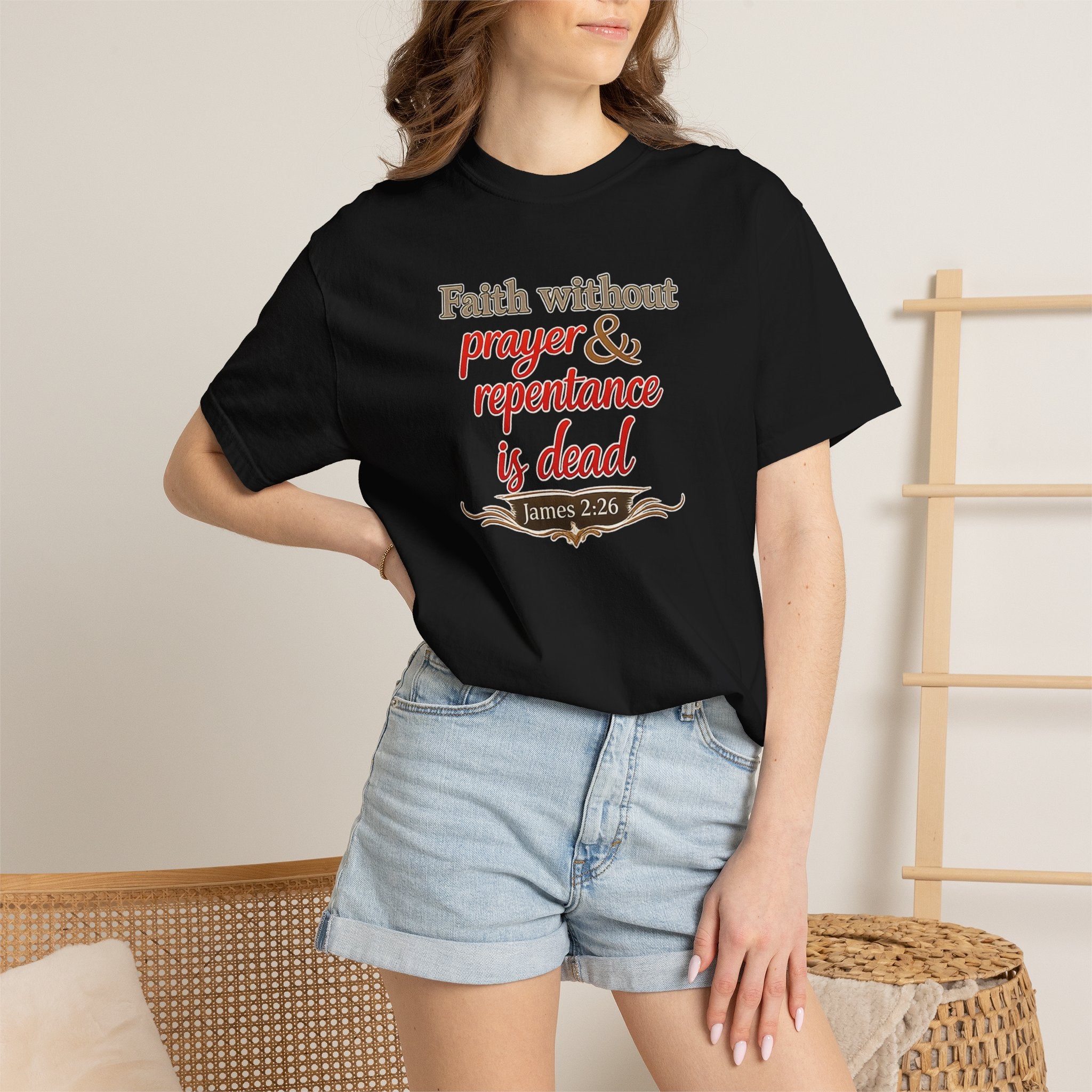 Prayer & Repentance T-Shirt — James 5:16 Inspirational Christian Tee
