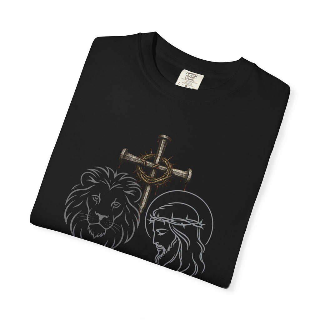 Christian Lion & Cross T-Shirt — 'Revelation 5' Faith Graphic Tee