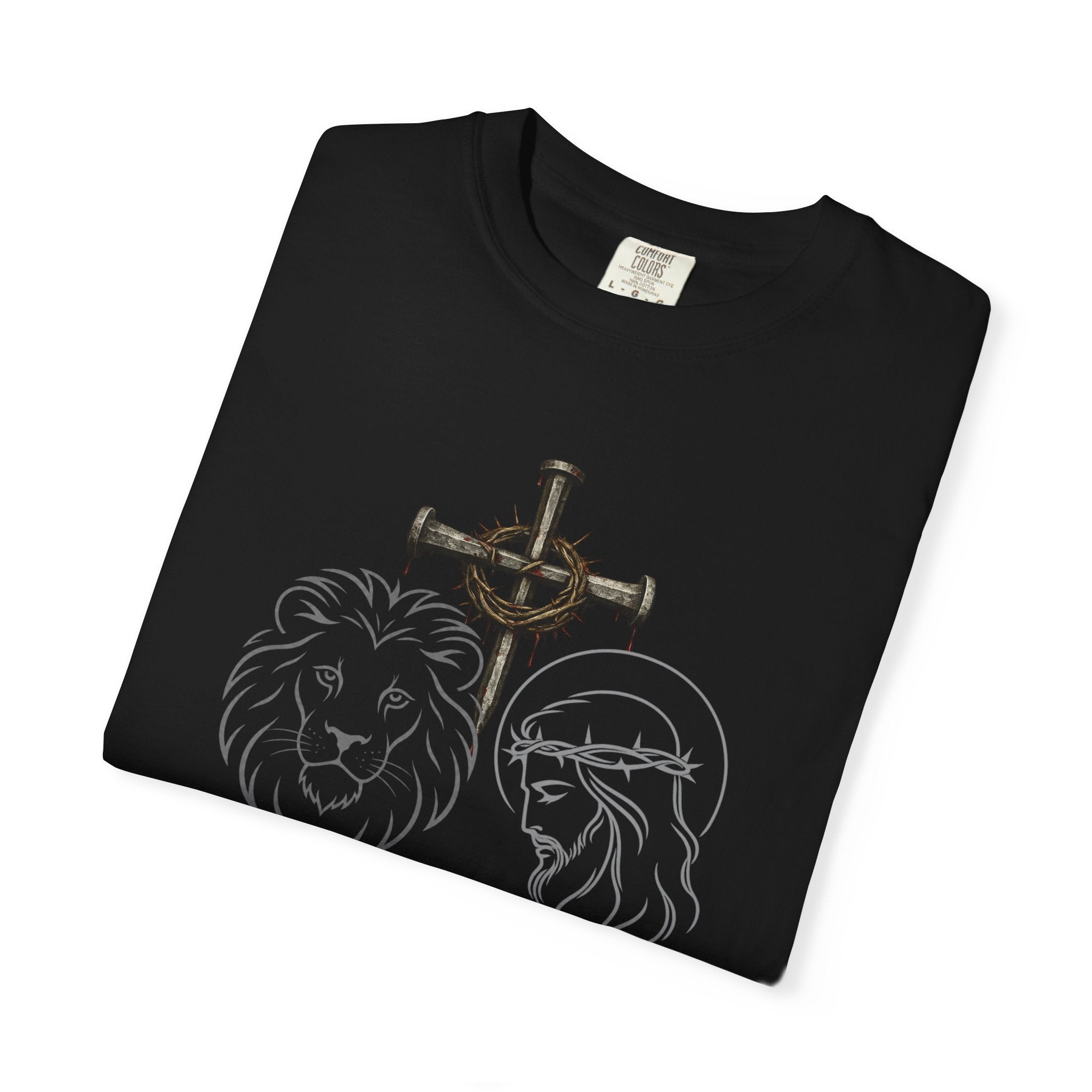 Christian Lion & Cross T-Shirt — 'Revelation 5' Faith Graphic Tee