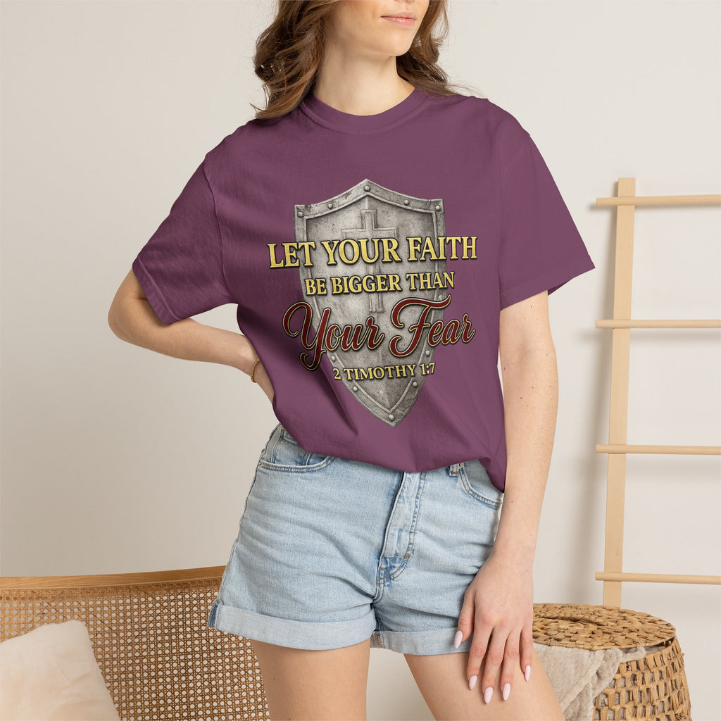 Faith Shield T-Shirt — "Let Your Faith Be Bigger Than Your Fear" Inspirational Christian Tee