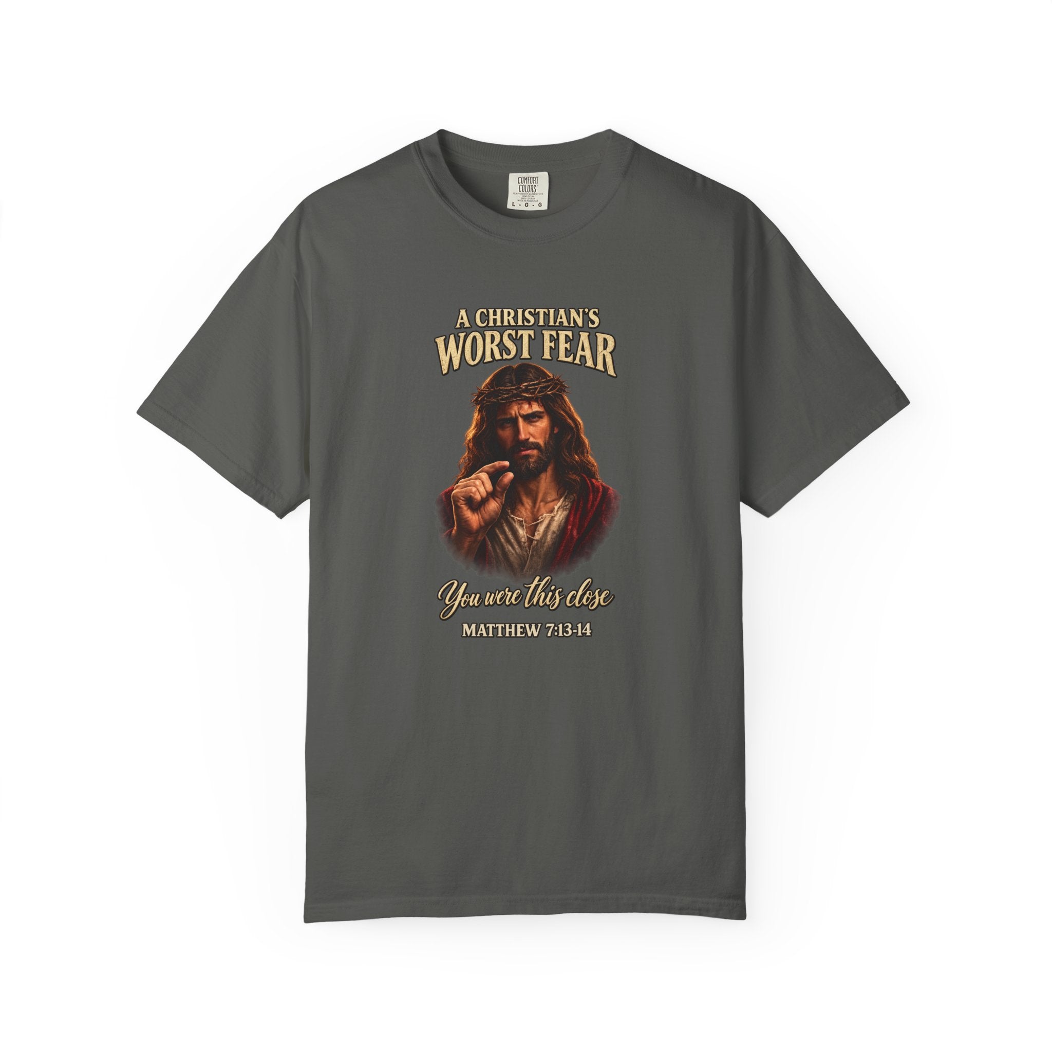 Christian T-Shirt "A Christian's Worst Fear" — Jesus Graphic Tee with "Full Armor of God" Back