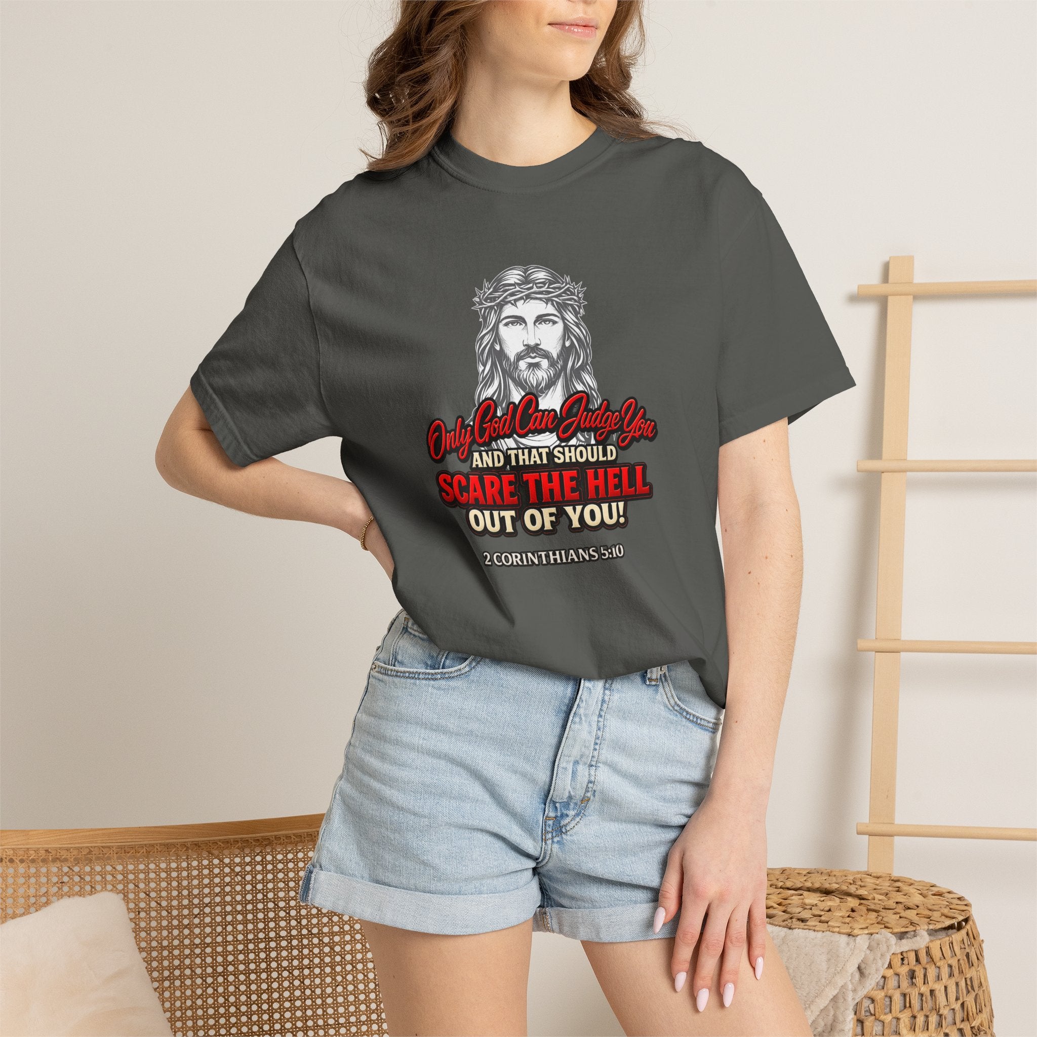 Religious Graphic T-Shirt — "Only God Can Judge You" (Full Armor of God)
