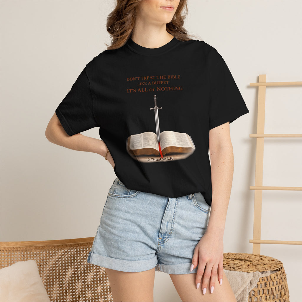 Bible & Sword T‑Shirt — Faith, Justice & Courage Christian Tee