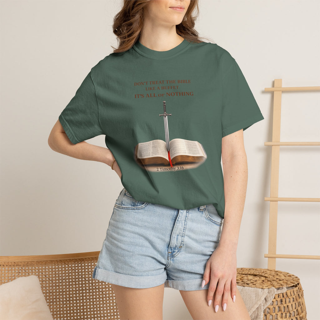 Bible & Sword T‑Shirt — Faith, Justice & Courage Christian Tee