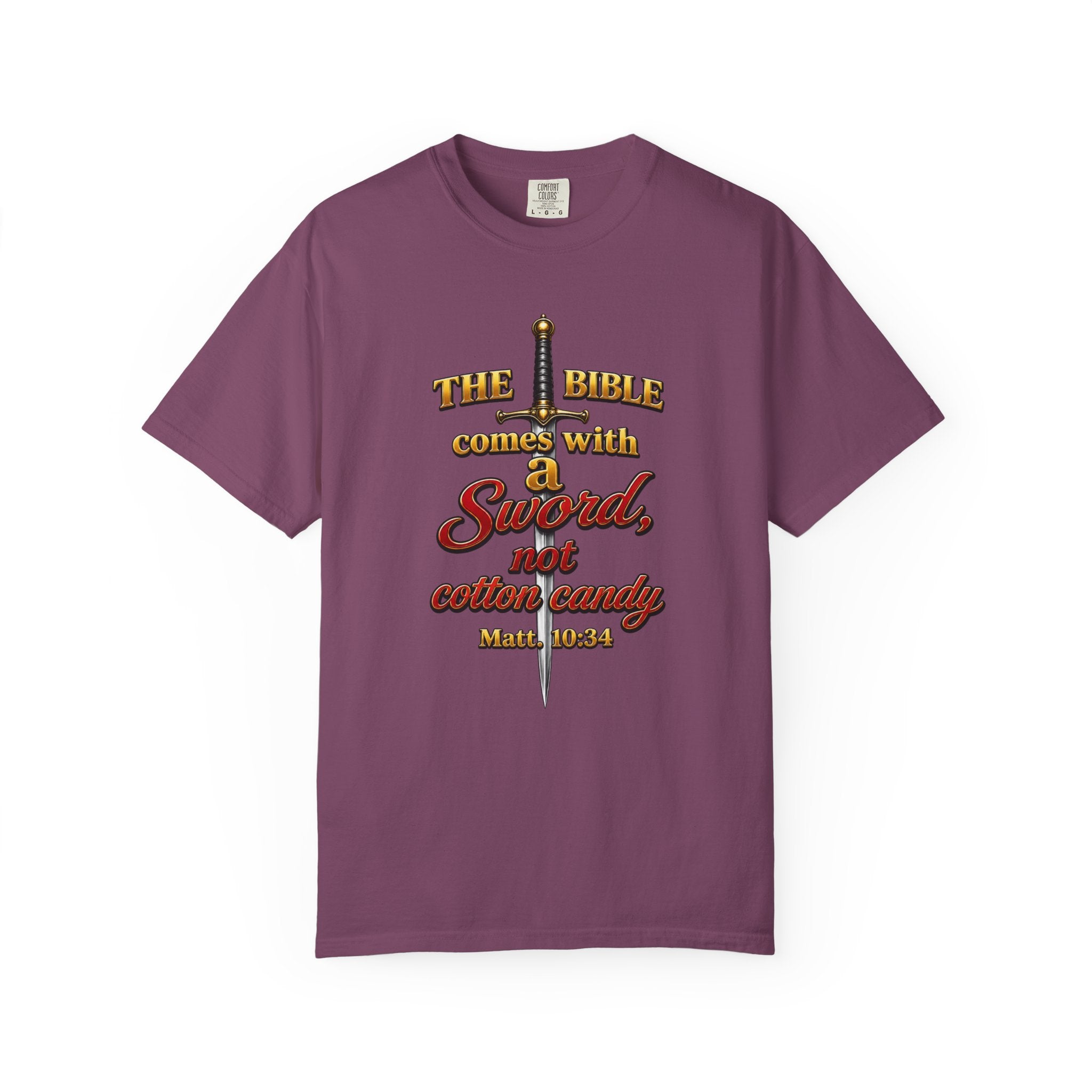 Sword Not Cotton Candy T-Shirt — "The Bible Comes With a Sword" Christian Graphic Tee
