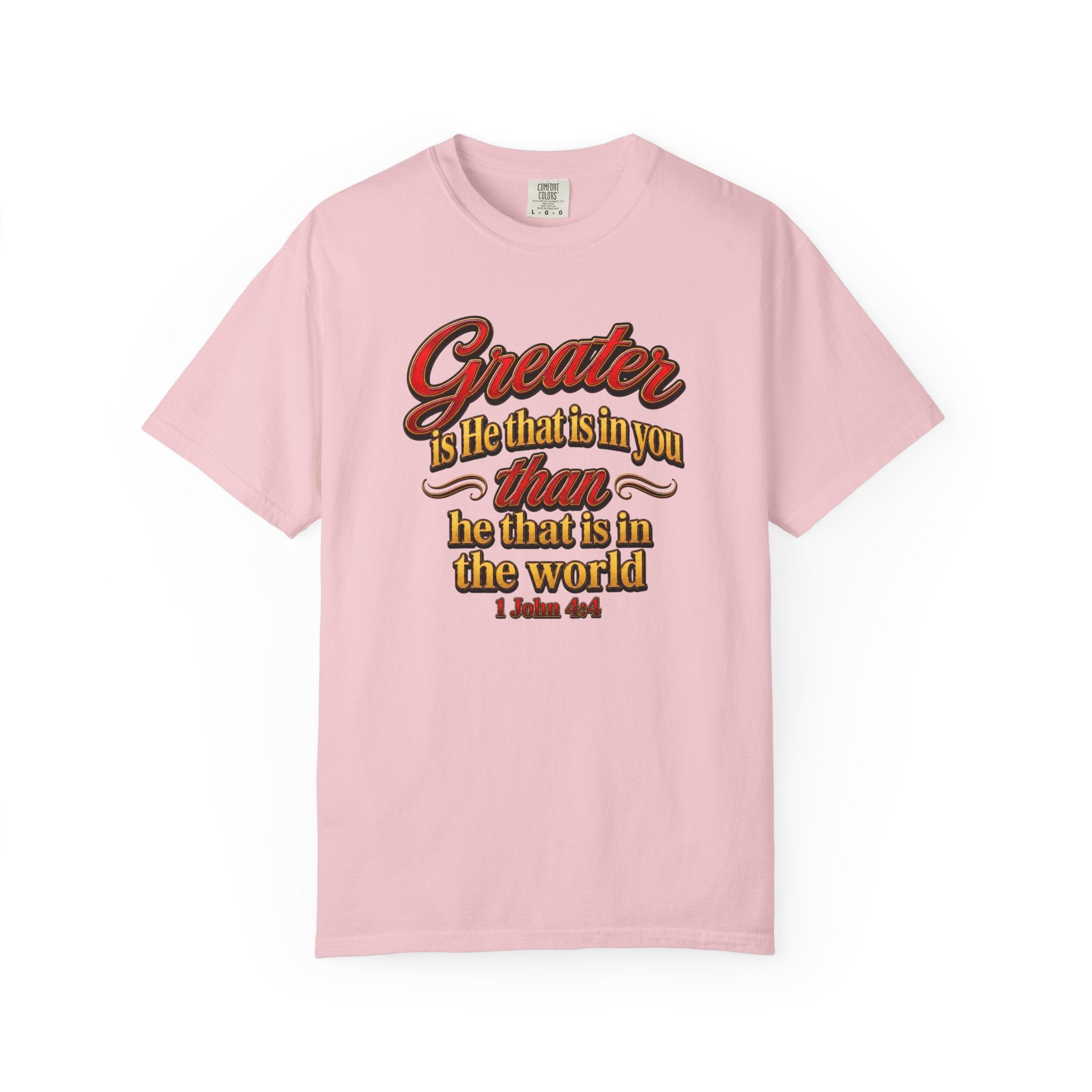 Inspirational Scripture T-Shirt — "Greater is He that is in you" 1 John 4:4