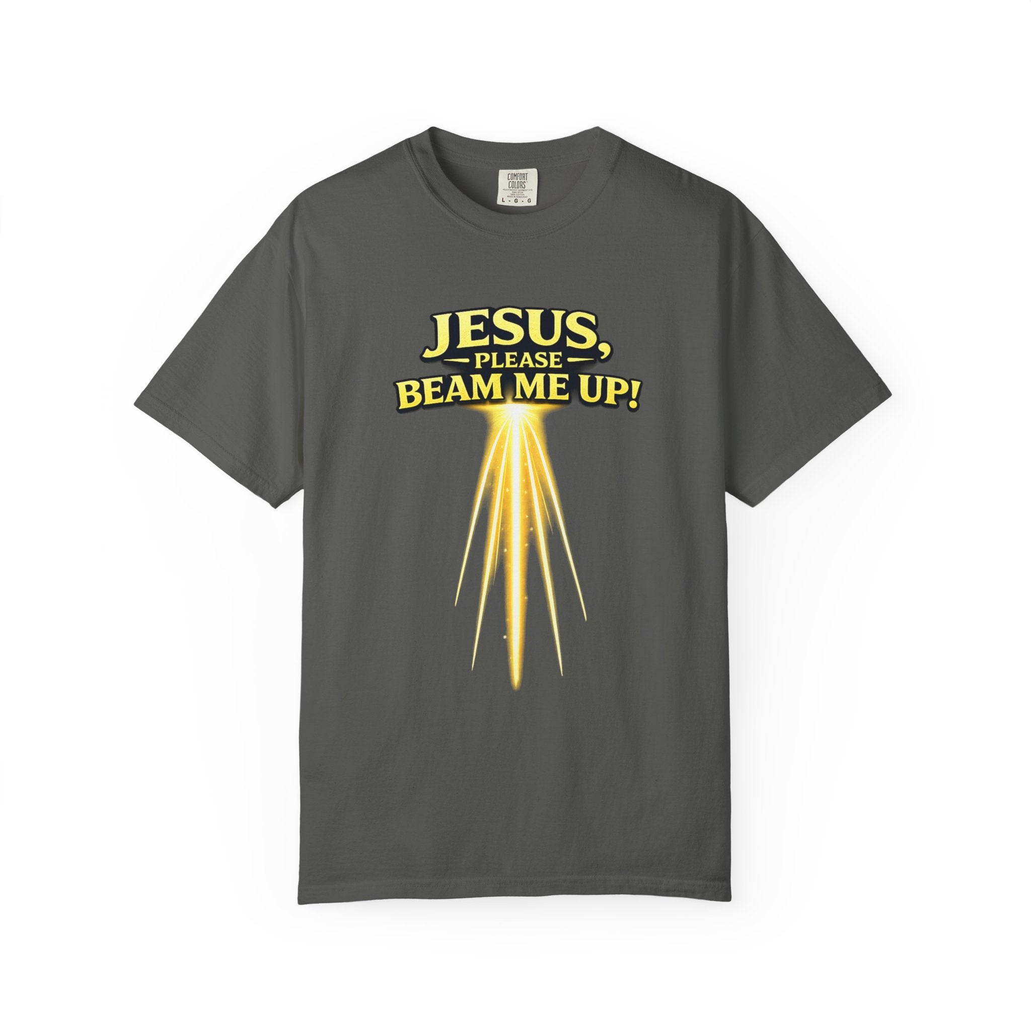 Jesus Please Beam Me Up T-Shirt — Christian Graphic Tee with Heavenly Beam