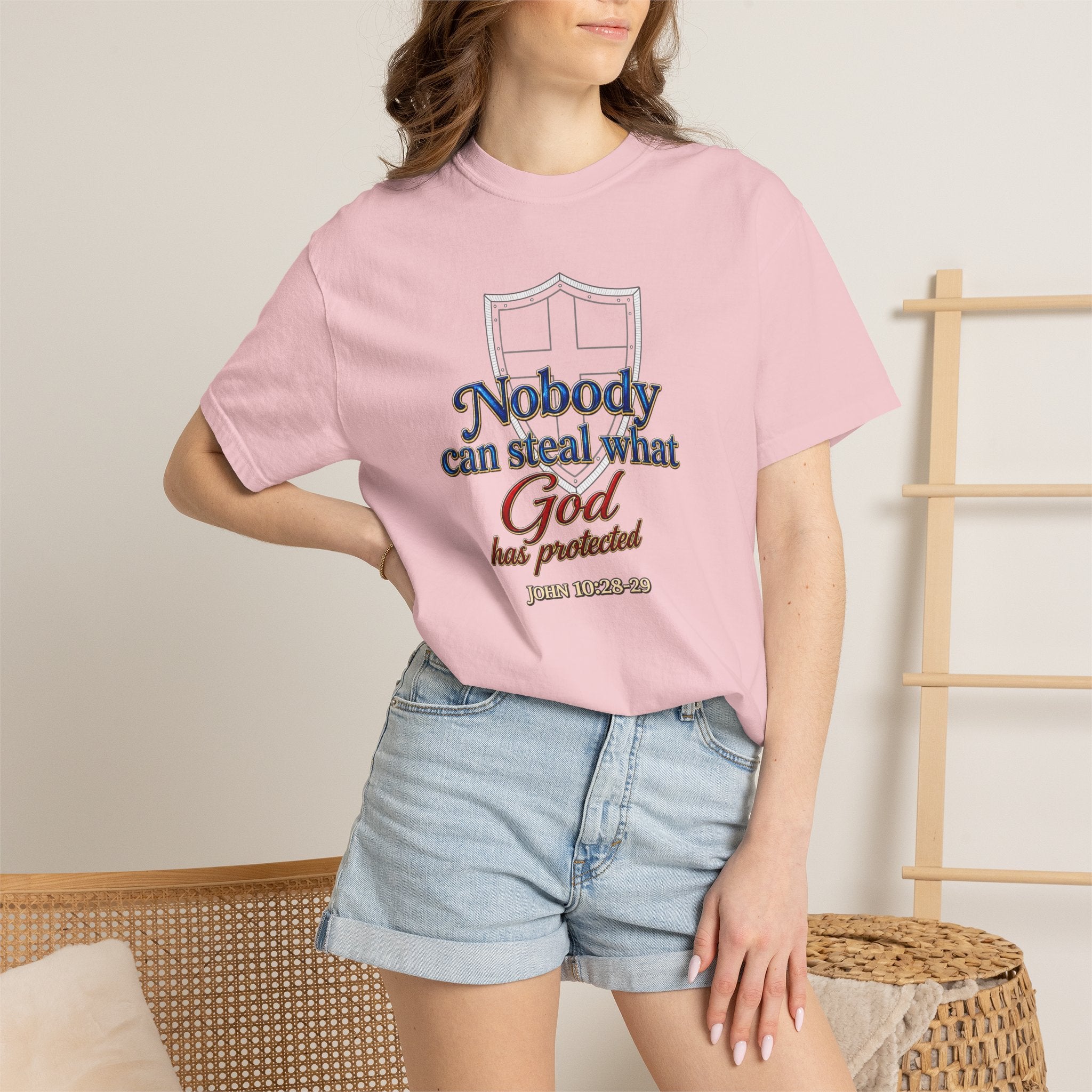Faith Shield T‑Shirt — "Nobody Can Steal What God Has Protected" Christian Tee