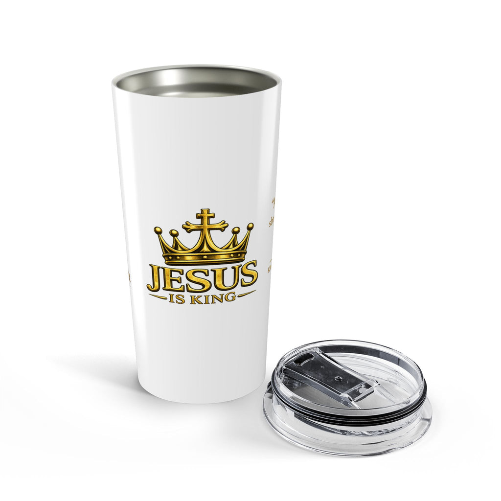 Jesus Is King 20oz Tumbler — Christian Faith Travel Mug with Crown Design