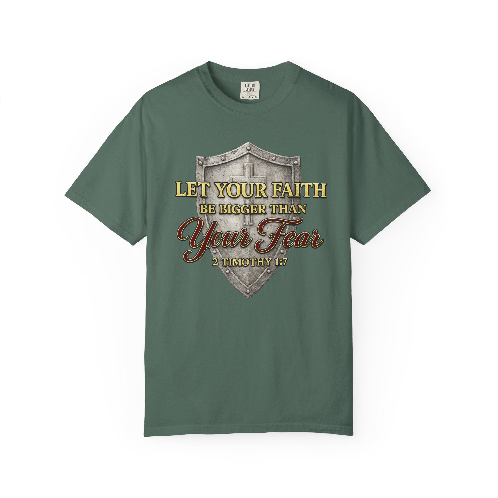 Faith Shield T-Shirt — "Let Your Faith Be Bigger Than Your Fear" Inspirational Christian Tee