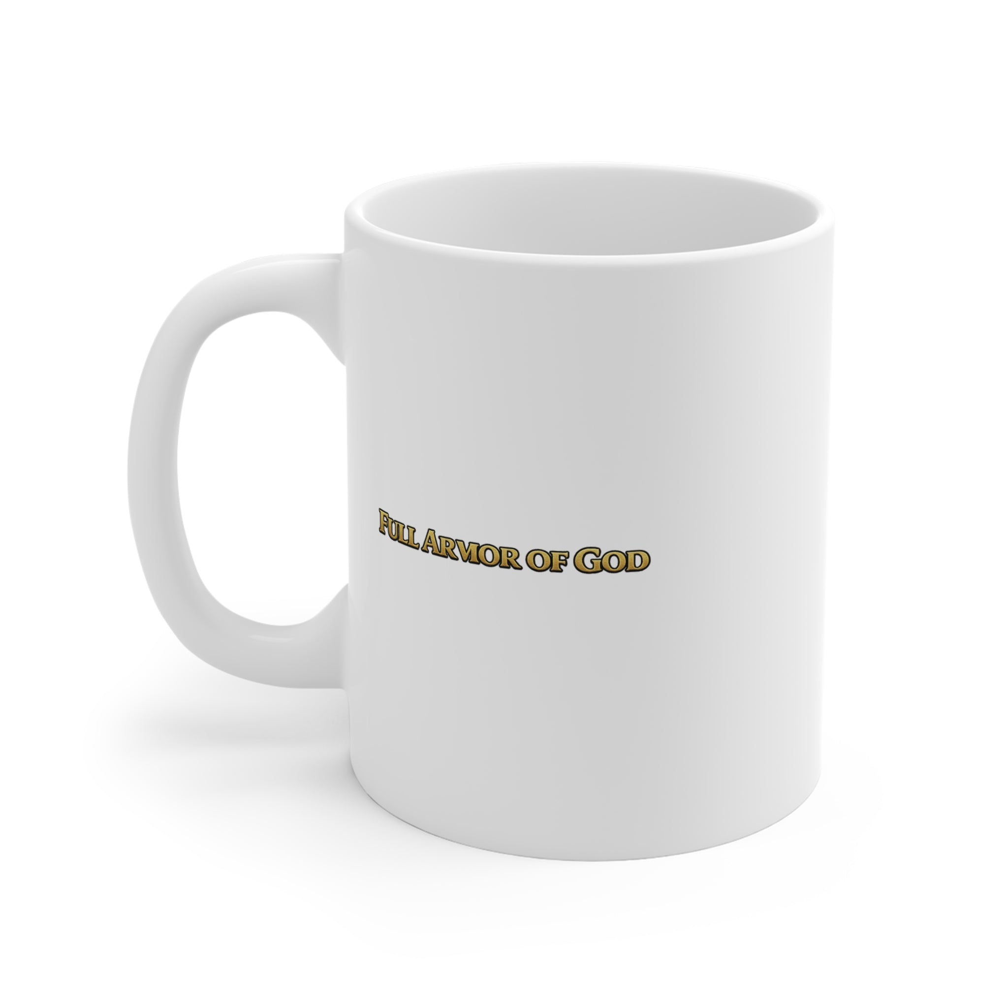 Inspirational Gold Script Coffee Mug — "Pray, Armor of God" Christian Faith Gift