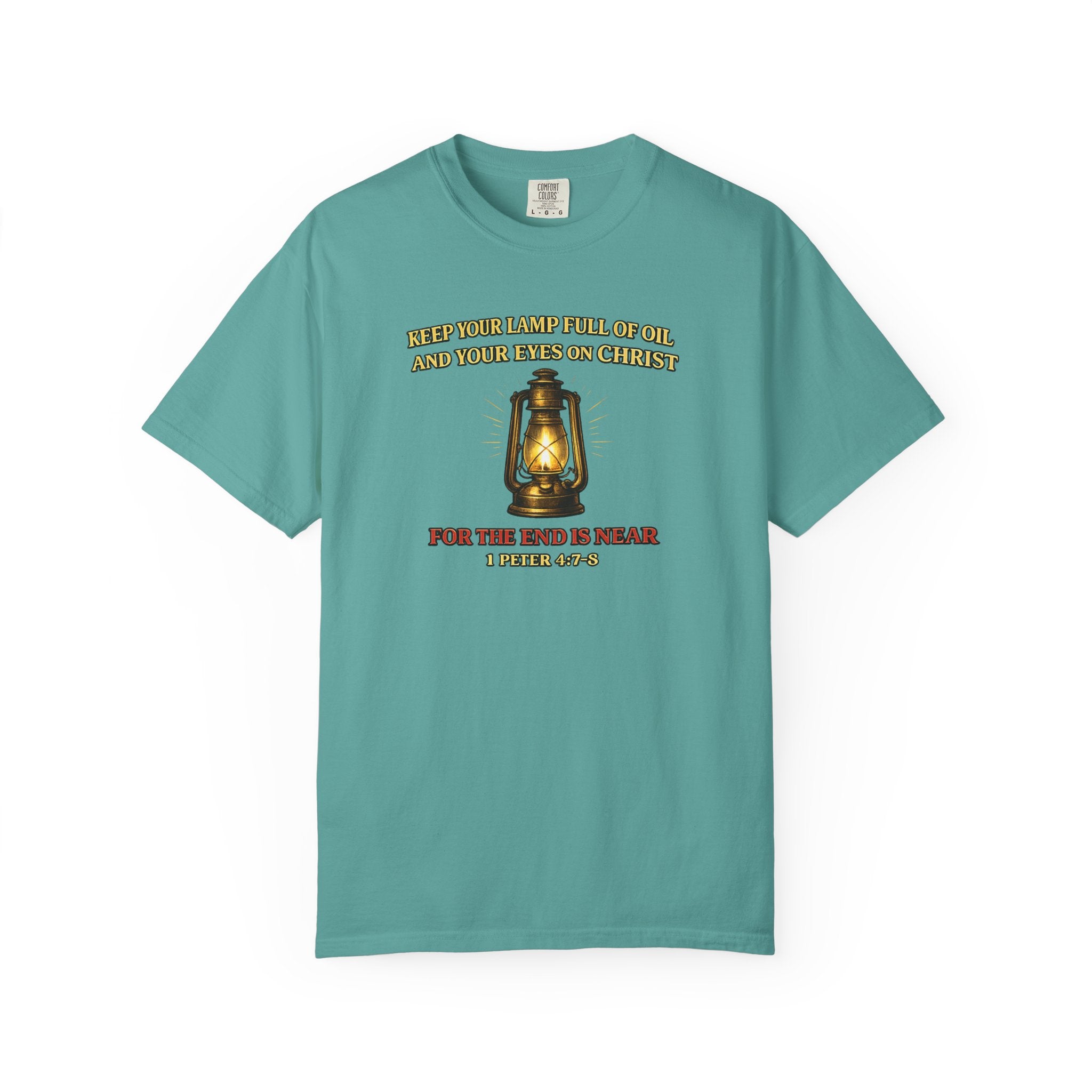 Christian Lantern T-Shirt — "Keep Your Lamp Full of Oil" Scripture Tee