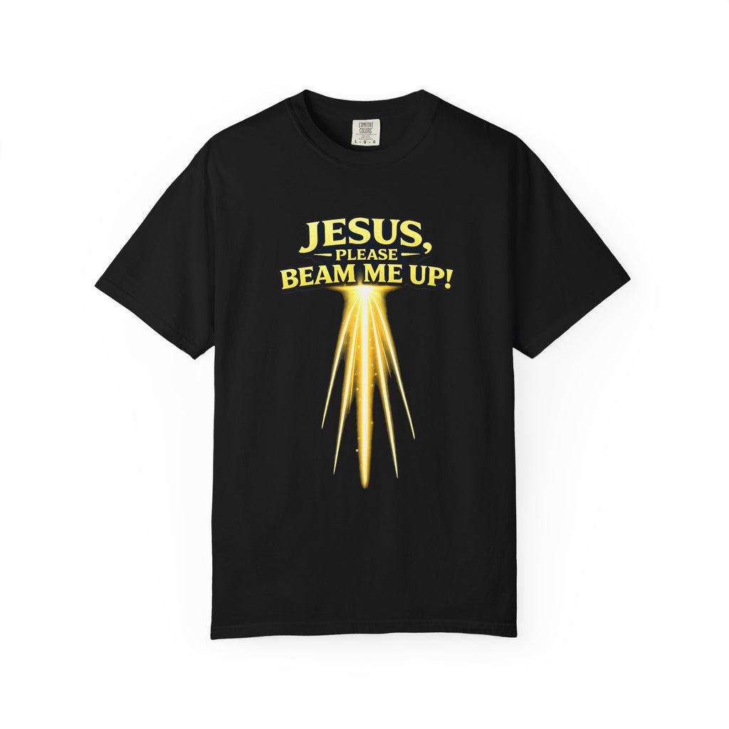 Jesus Please Beam Me Up T-Shirt — Christian Graphic Tee with Heavenly Beam