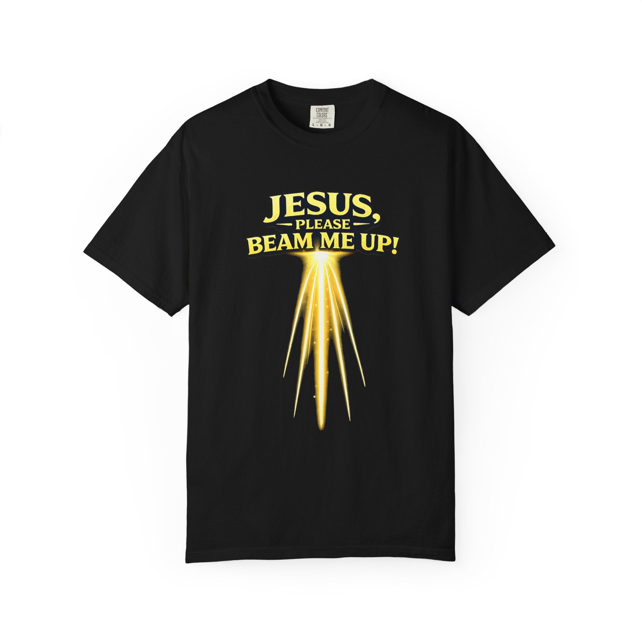 Jesus Please Beam Me Up T-Shirt — Christian Graphic Tee with Heavenly Beam