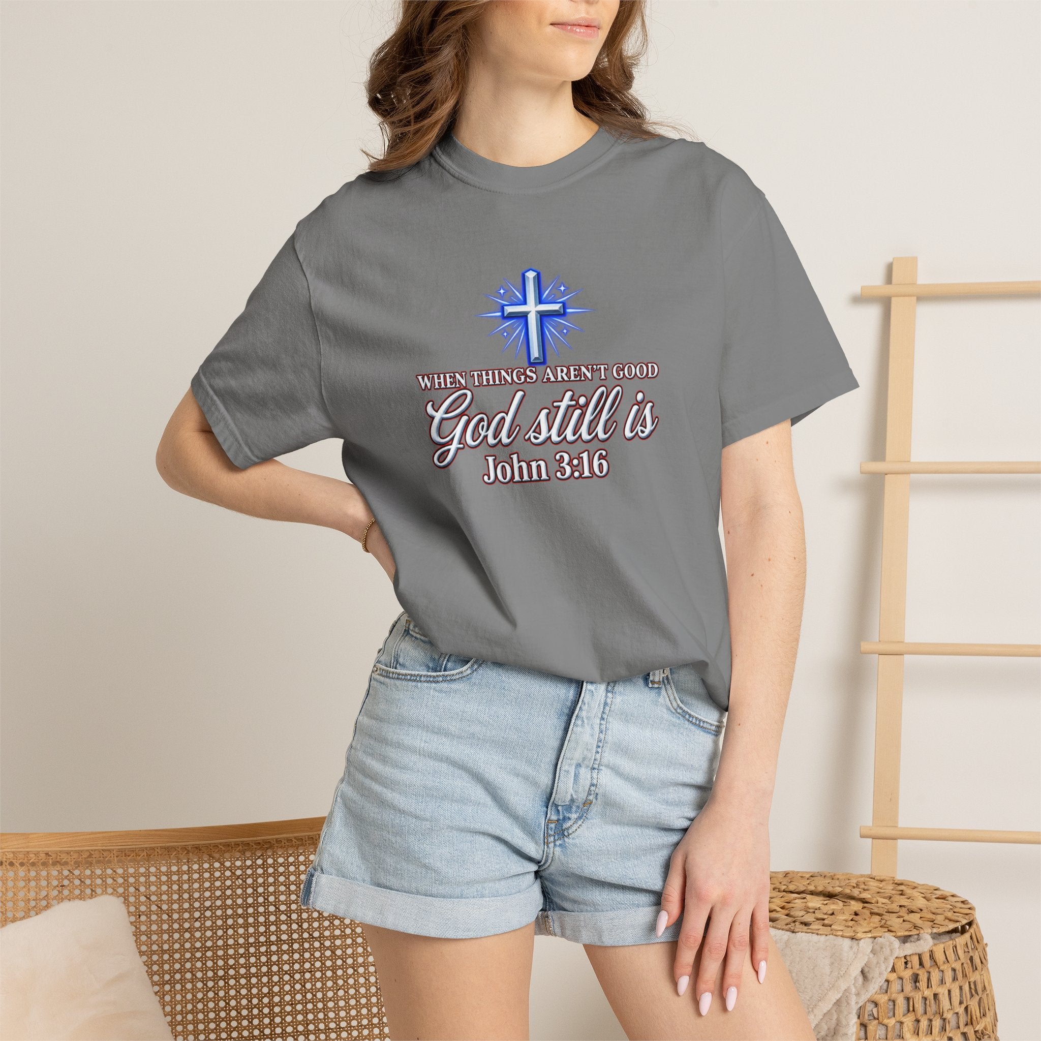 God Still Is T-Shirt – John 3:16 Cross Christian Tee (Full Armor of God)