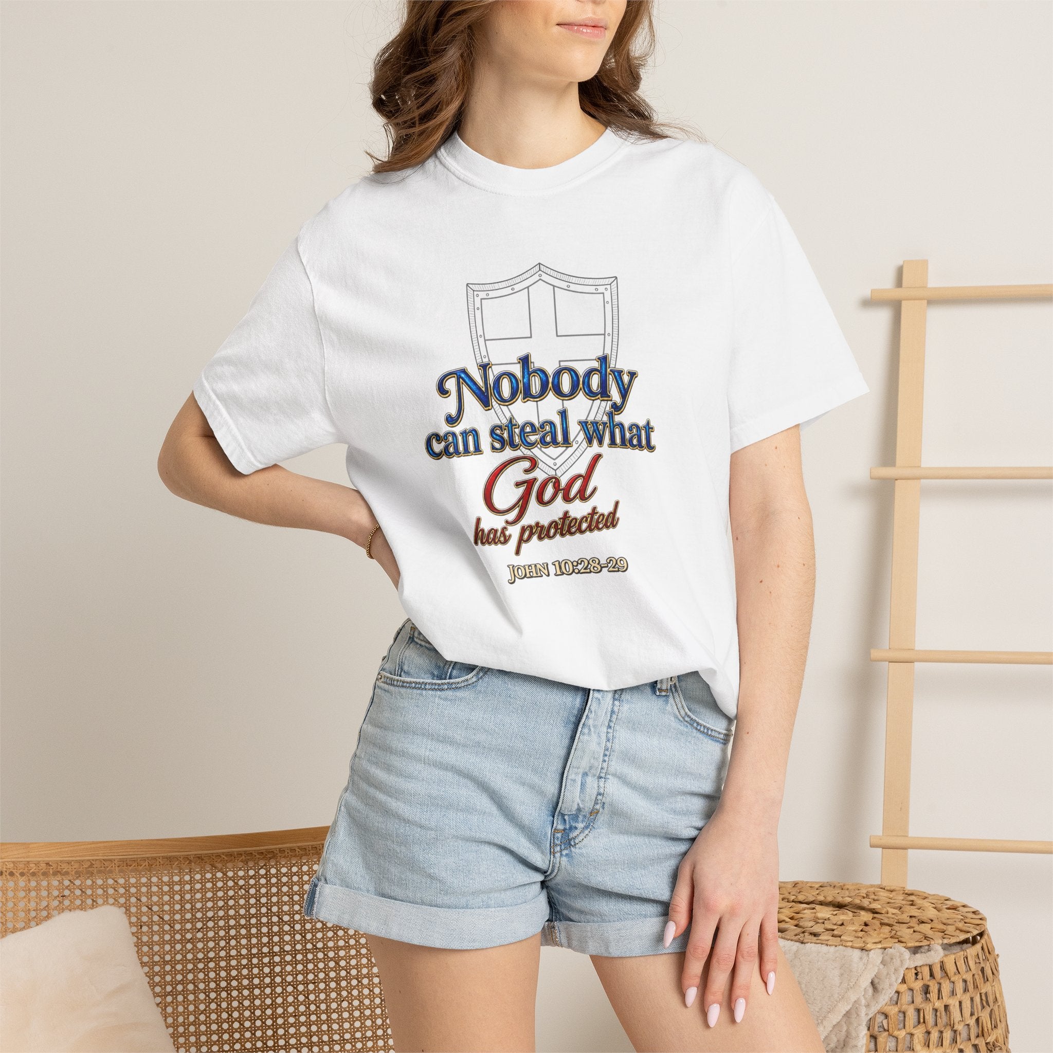Faith Shield T‑Shirt — "Nobody Can Steal What God Has Protected" Christian Tee