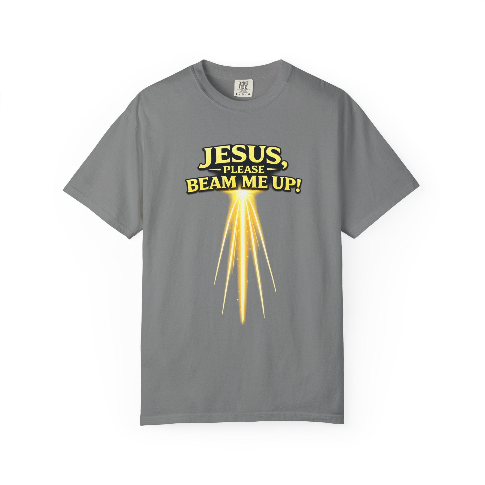 Jesus Please Beam Me Up T-Shirt — Christian Graphic Tee with Heavenly Beam