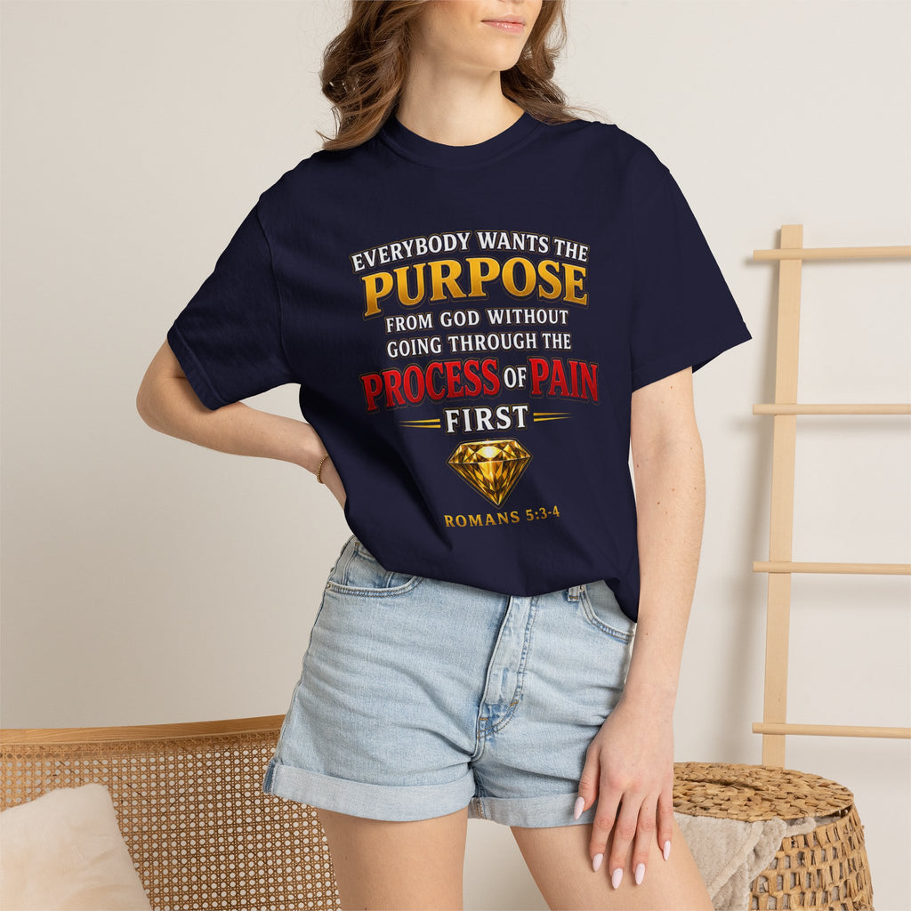 Purpose Through Pain T-Shirt — Romans 5:3-4 Inspirational Faith Tee