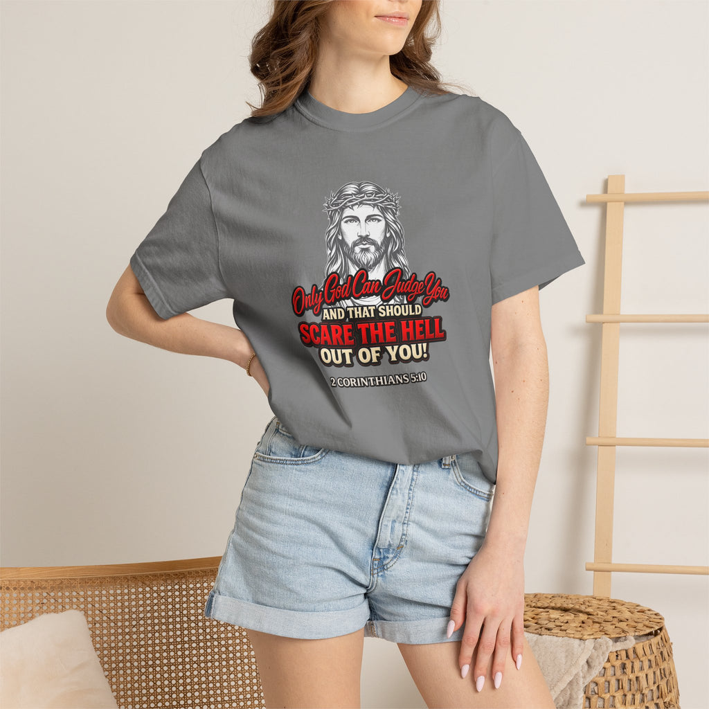 Religious Graphic T-Shirt — "Only God Can Judge You" (Full Armor of God)