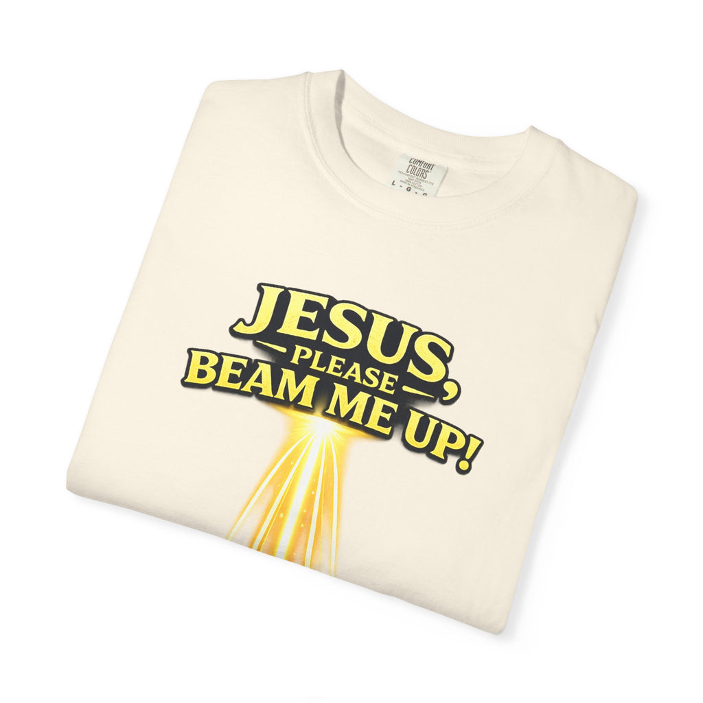 Jesus Please Beam Me Up T-Shirt — Christian Graphic Tee with Heavenly Beam
