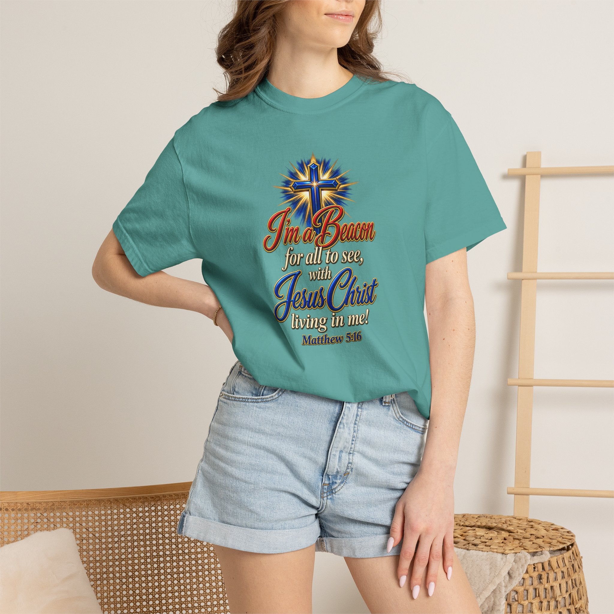 I’m a Beacon for All to See Jesus Christ T-Shirt — Christian Faith Cross Tee (Full Armor of God)