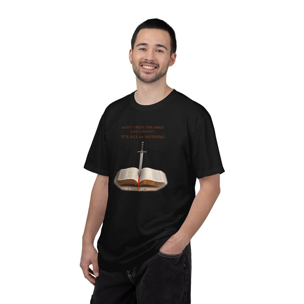 Bible & Sword T‑Shirt — Faith, Justice & Courage Christian Tee