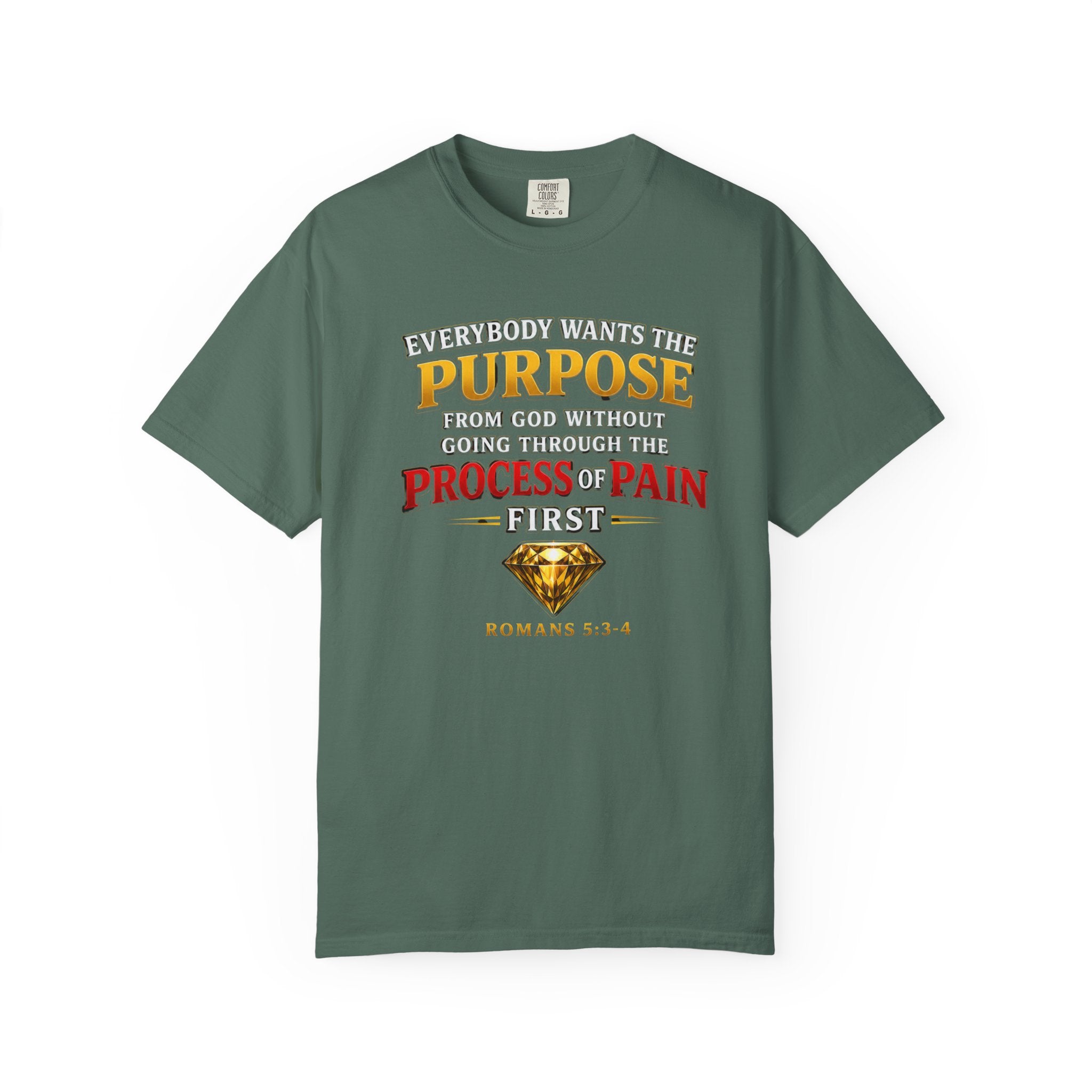 Purpose Through Pain T-Shirt — Romans 5:3-4 Inspirational Faith Tee
