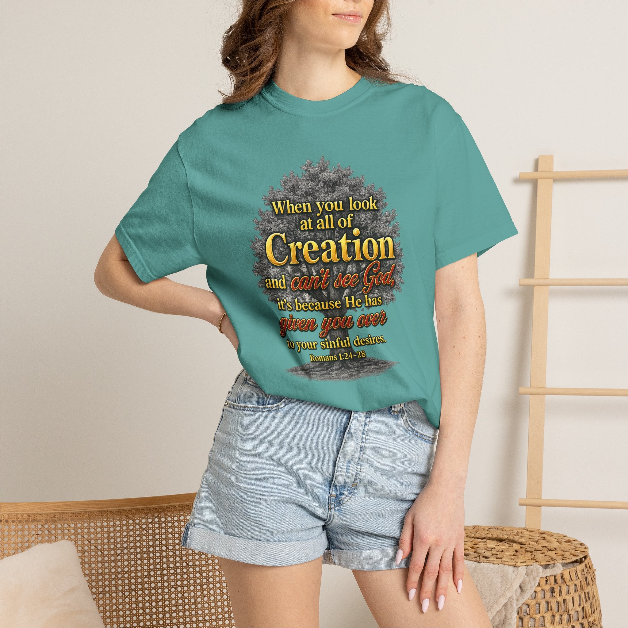Creation Tree Christian T-Shirt — "When you look at all of Creation" Inspirational Faith Tee