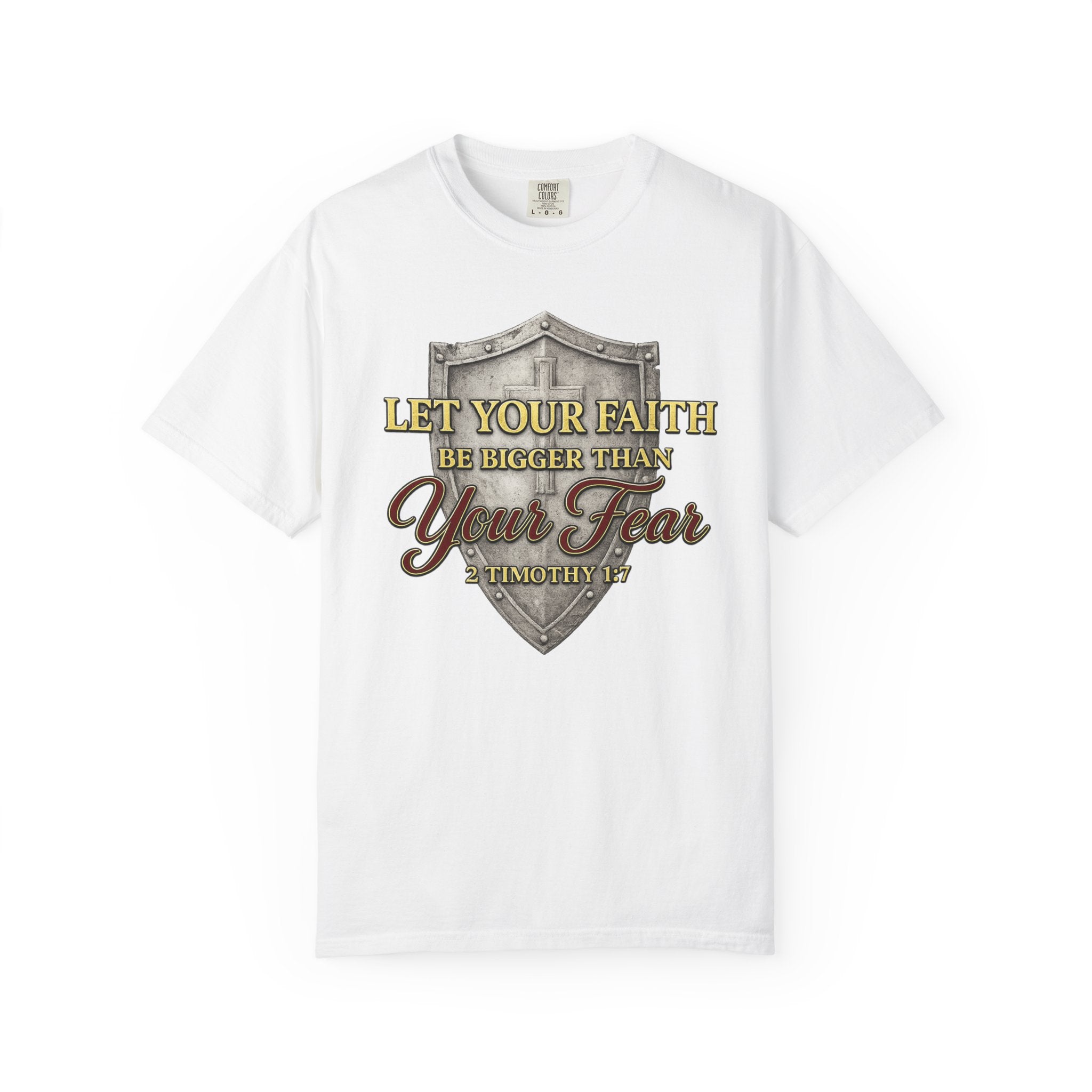 Faith Shield T-Shirt — "Let Your Faith Be Bigger Than Your Fear" Inspirational Christian Tee