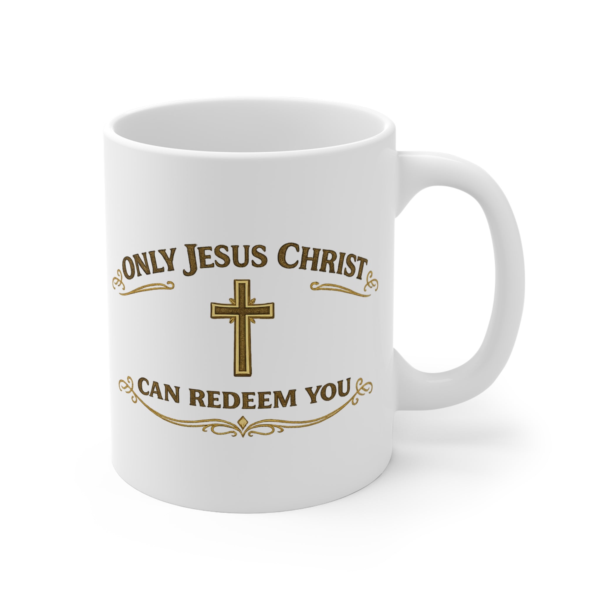 Inspirational Gold Script Coffee Mug — "Pray, Armor of God" Christian Faith Gift