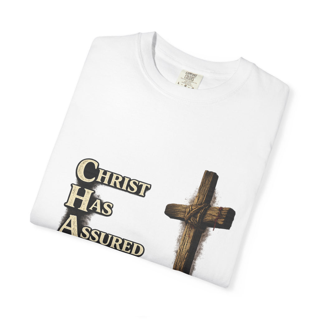 Christian Cross T‑Shirt — "CHAOS: Christ Has Assured Our Salvation" Faith Tee