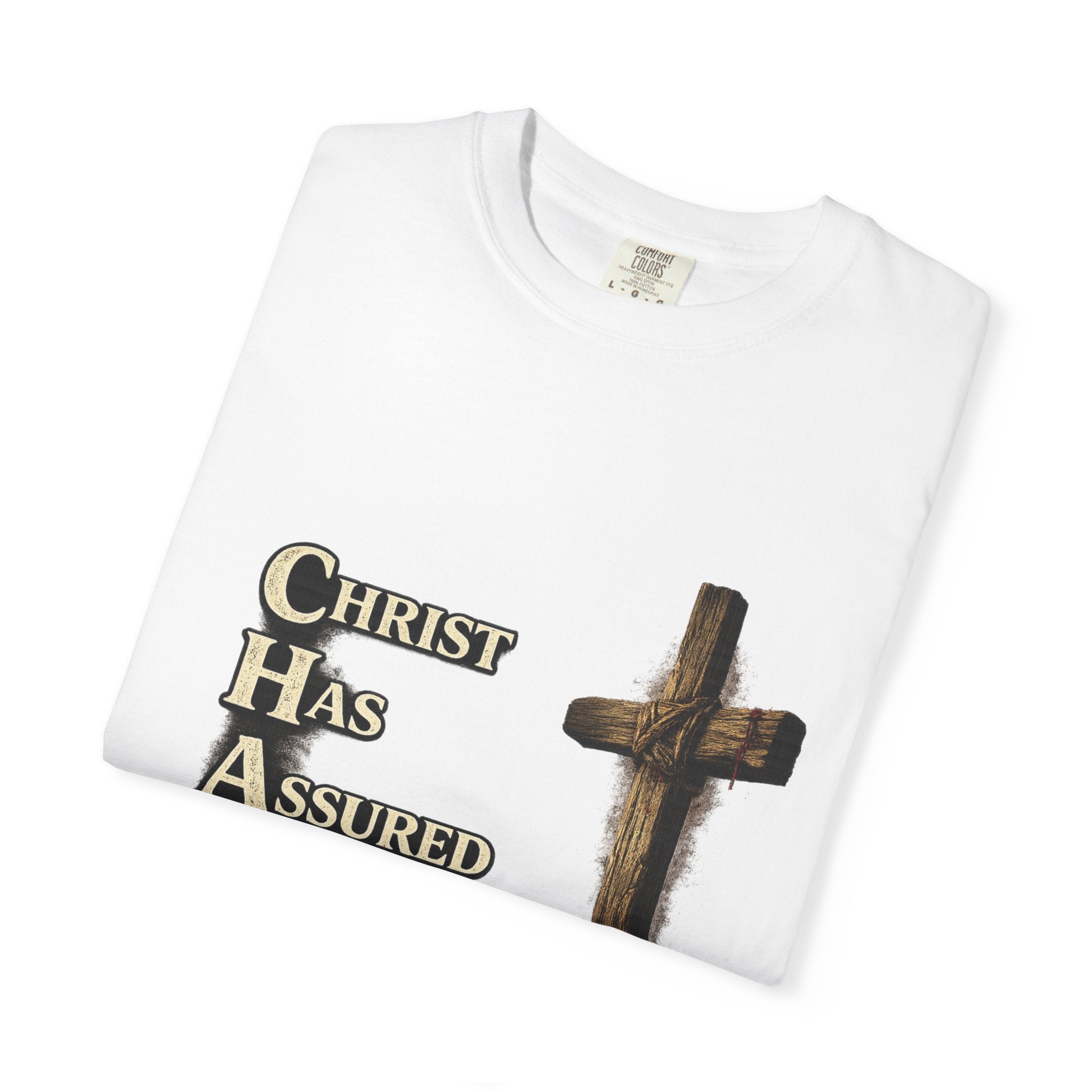 Christian Cross T‑Shirt — "CHAOS: Christ Has Assured Our Salvation" Faith Tee