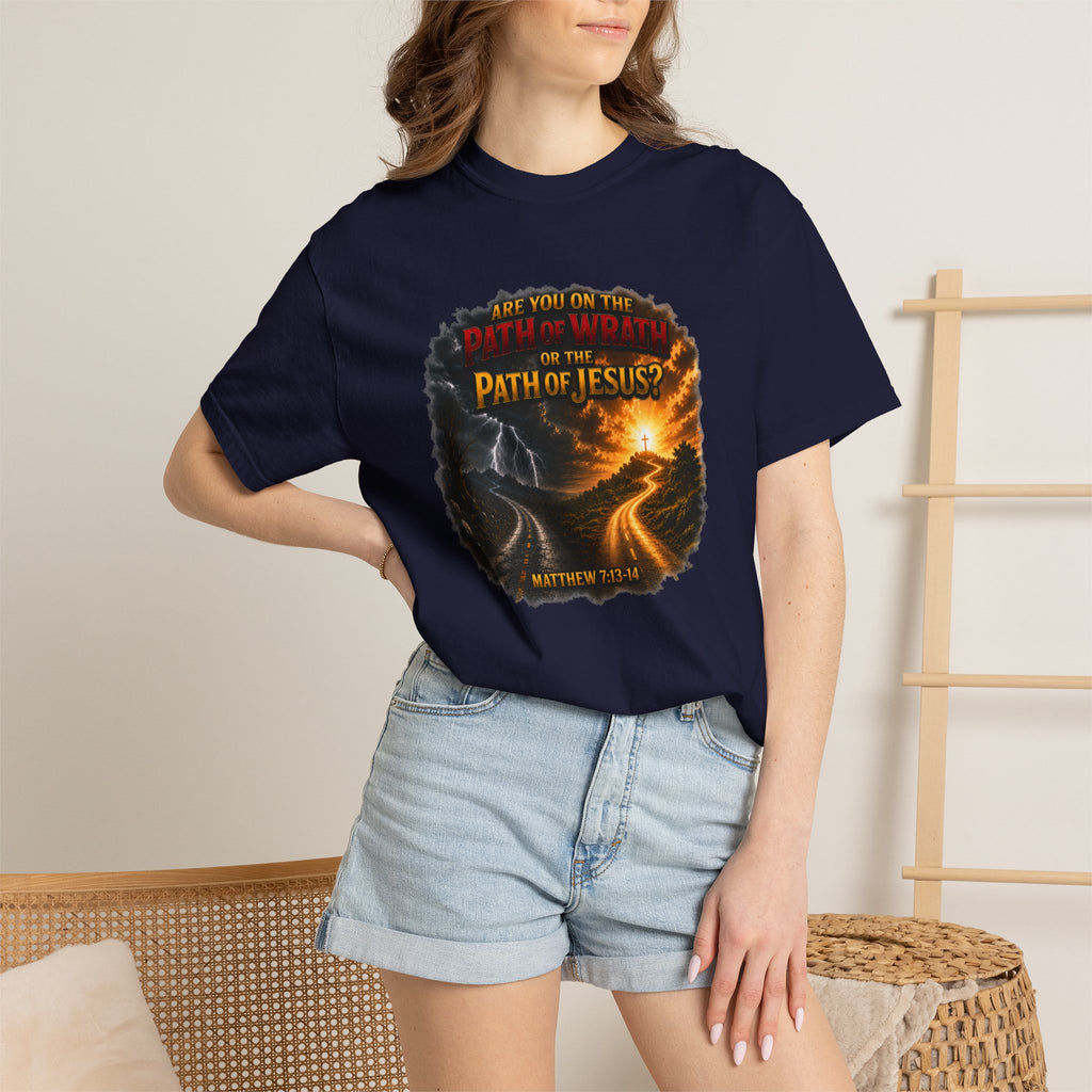 Christian Faith T-Shirt — "Path of Jesus" Matthew 7:13-14 Inspirational Tee