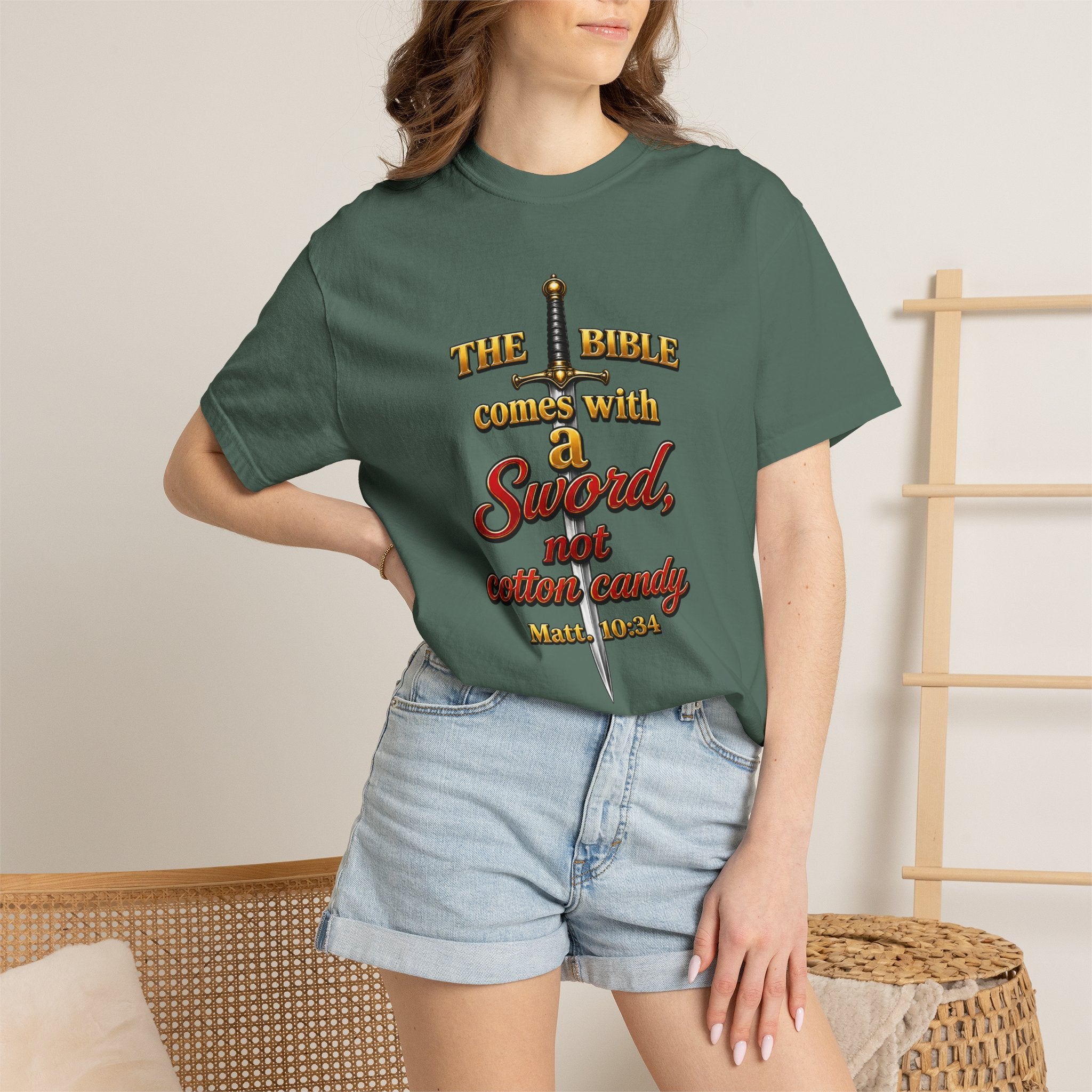 Sword Not Cotton Candy T-Shirt — "The Bible Comes With a Sword" Christian Graphic Tee