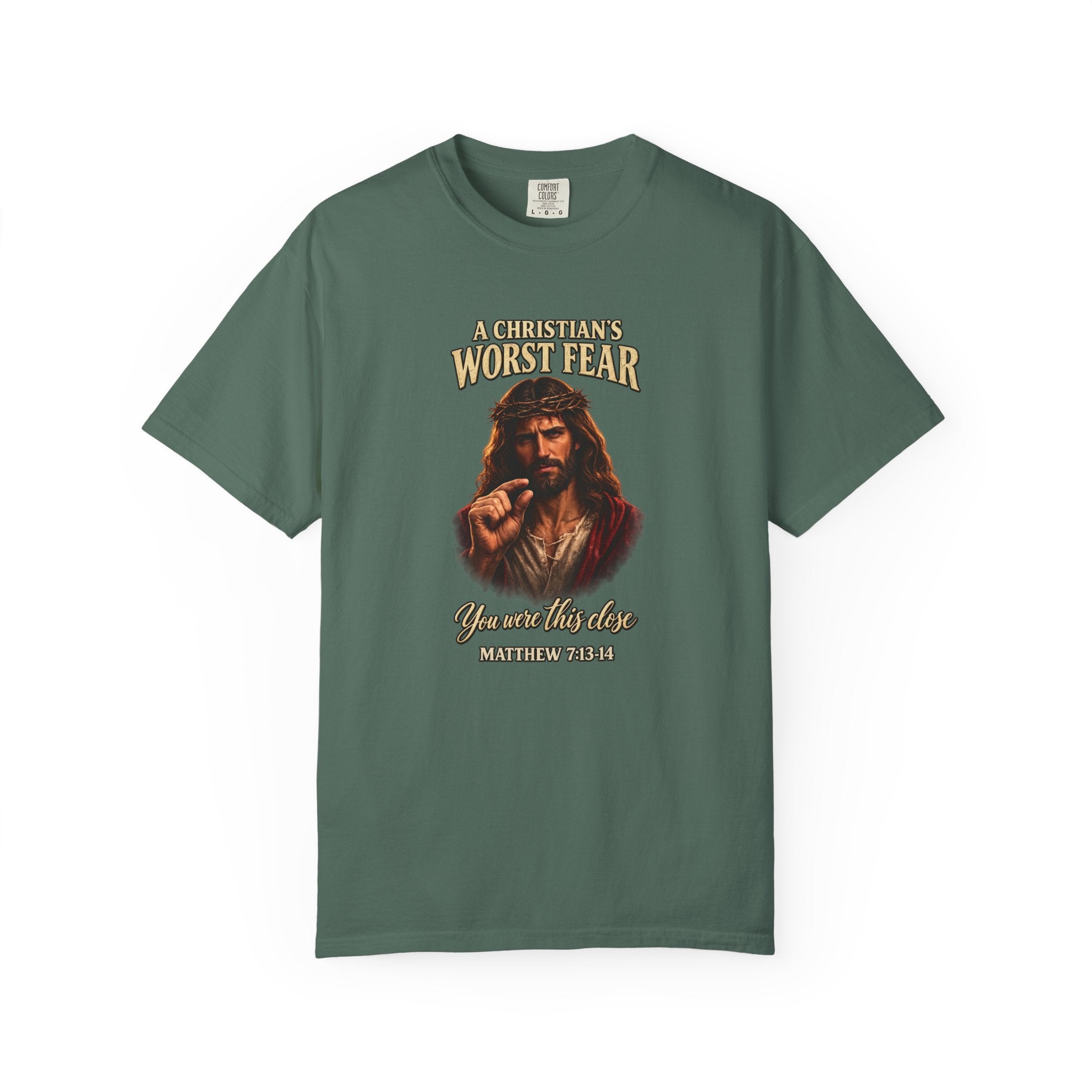 Christian T-Shirt "A Christian's Worst Fear" — Jesus Graphic Tee with "Full Armor of God" Back