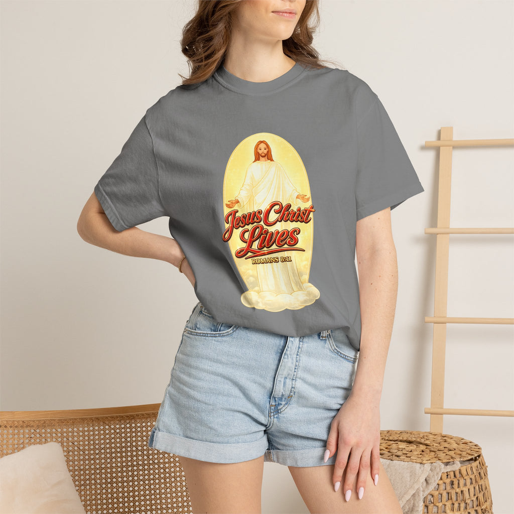 Jesus Christ Lives T-Shirt — Faith Graphic Tee with ‘Full Armor of God’ Back