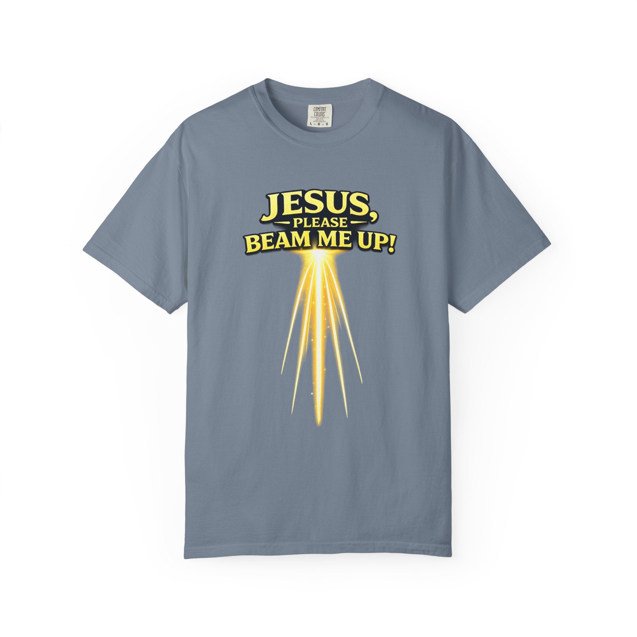 Jesus Please Beam Me Up T-Shirt — Christian Graphic Tee with Heavenly Beam