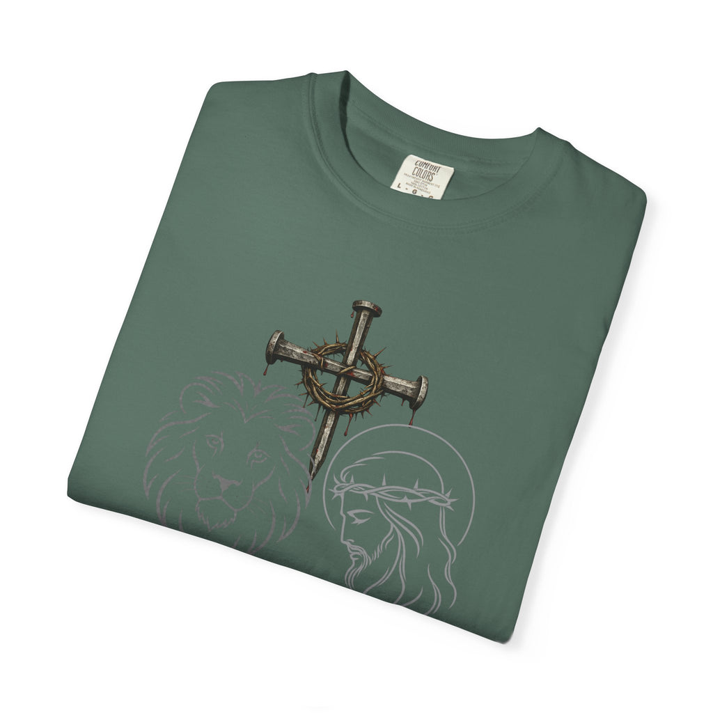 Christian Lion & Cross T-Shirt — 'Revelation 5' Faith Graphic Tee
